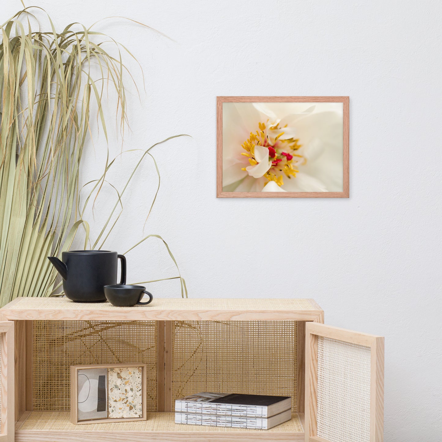 Eye of Peony Floral Nature Photo Framed Wall Art Print