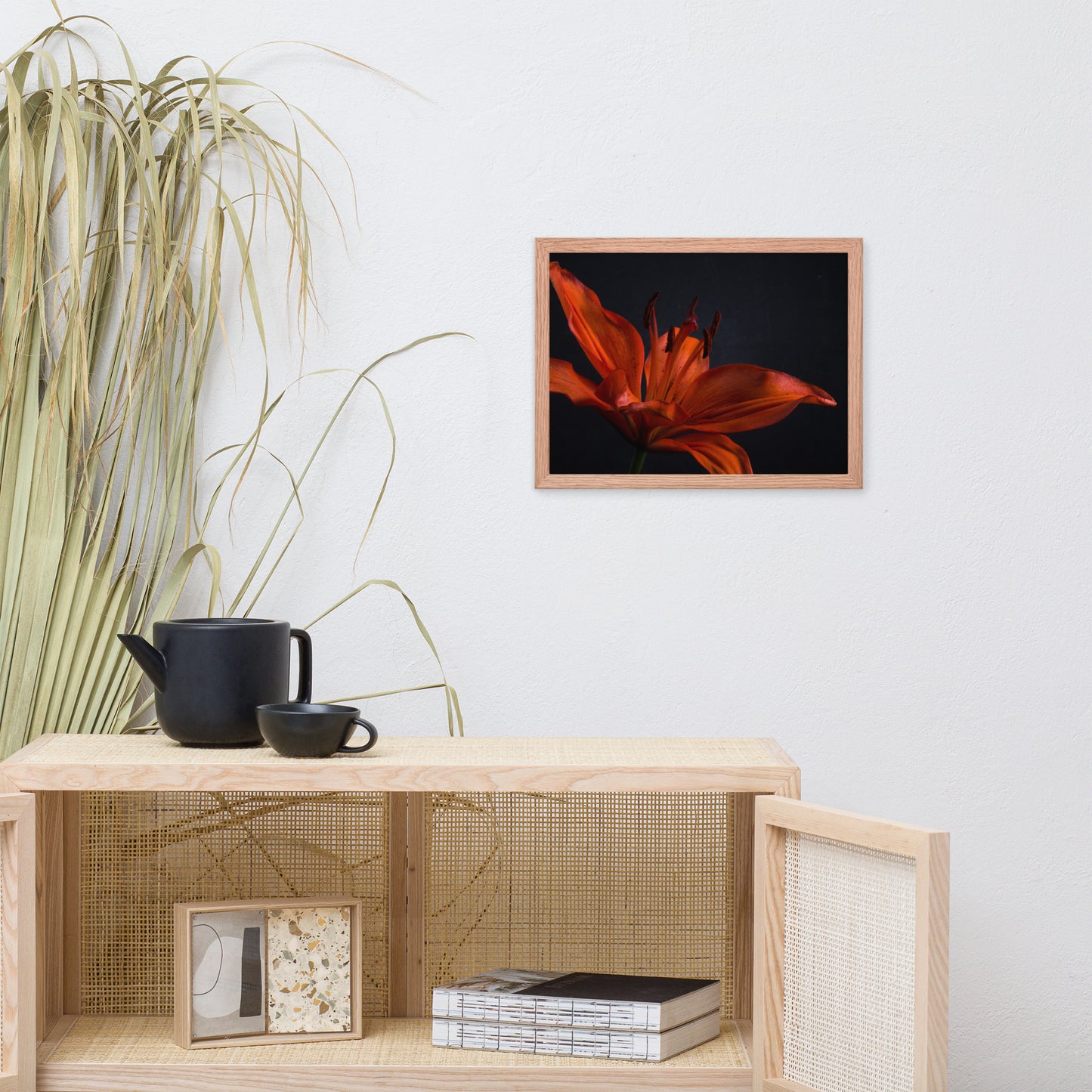 Orange Lily with Back light Floral Nature Photo Framed Wall Art Print