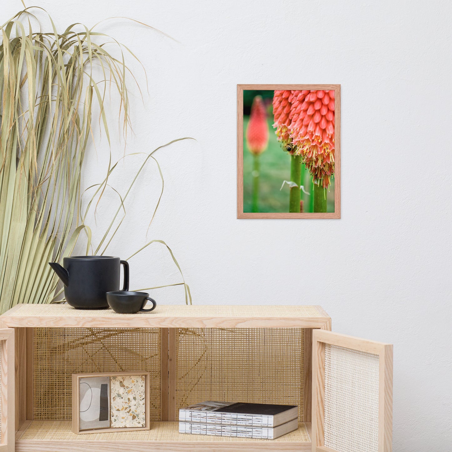 Red Hot Pokers Floral Nature Photo Framed Wall Art Print