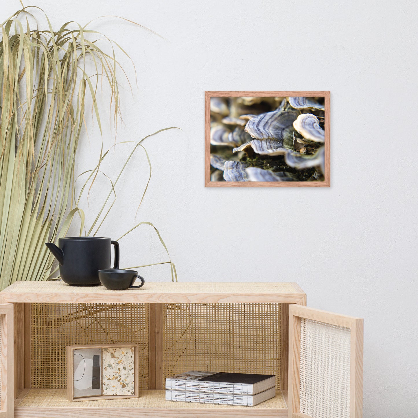 Mushrooms on Log Botanical Nature Photo Framed Wall Art Print