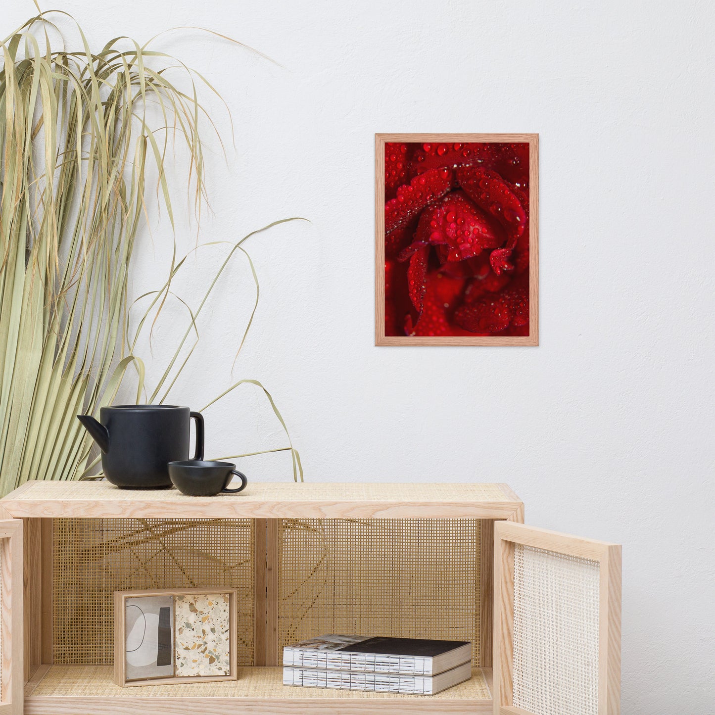 Royal Red Rose Floral Nature Photo Framed Wall Art Print
