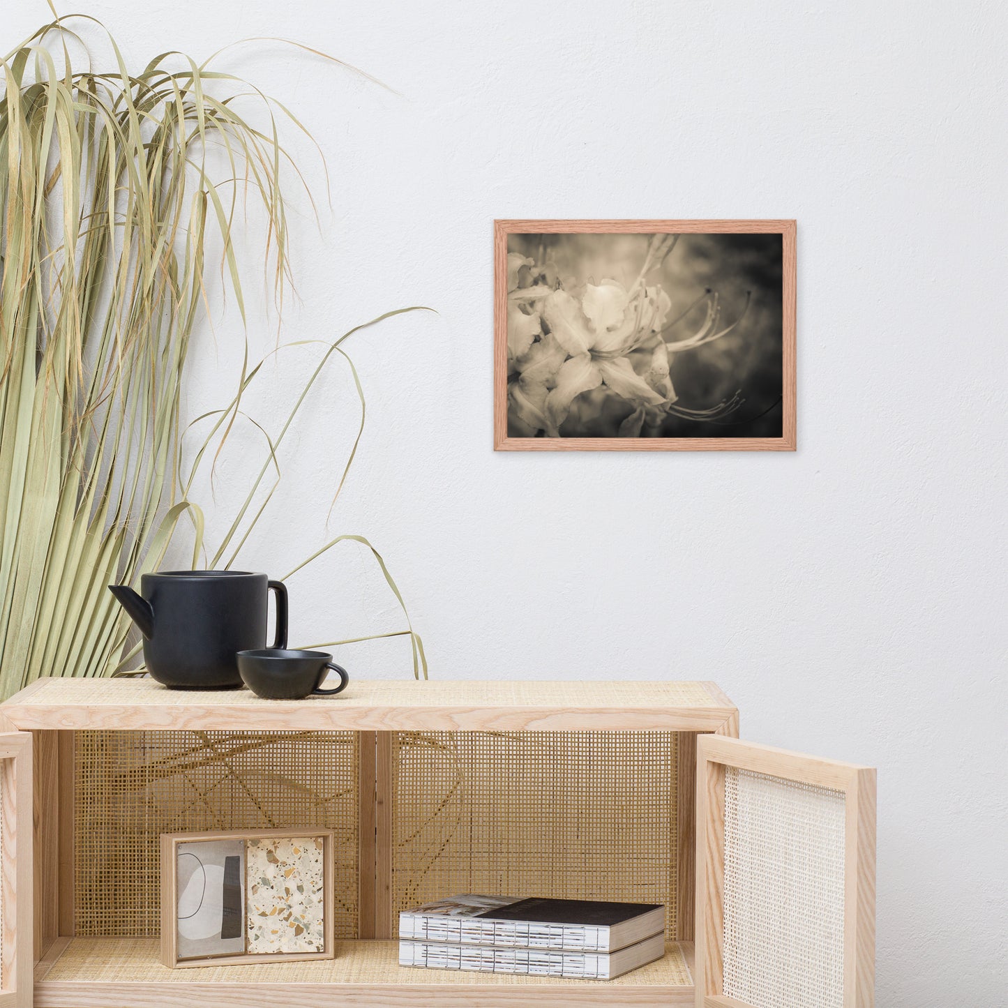Sepia Aged Rhododendron Blooms Floral Nature Photo Framed Wall Art Print