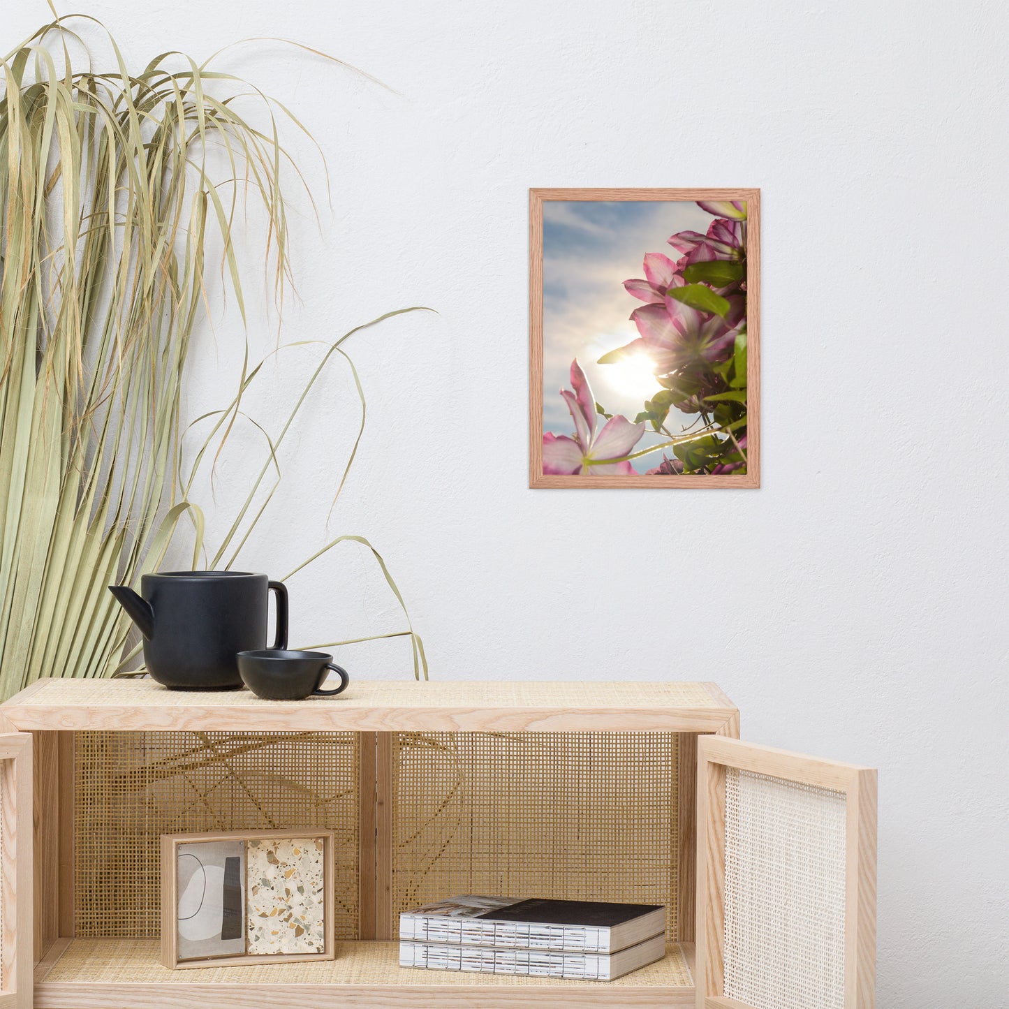 Towering Clematis Floral Nature Photo Framed Wall Art Print
