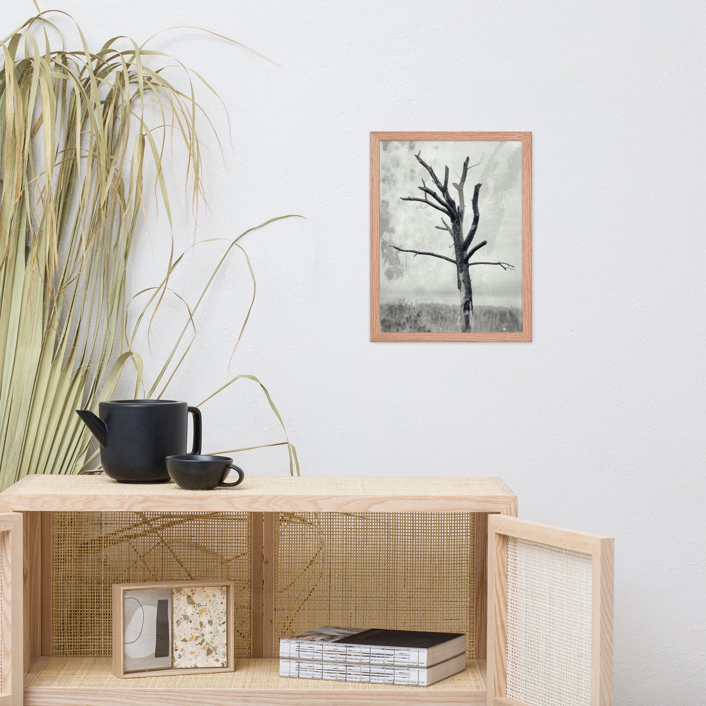 Rotting Away Alone Black and White Botanical Nature Photo Framed Wall Art Print