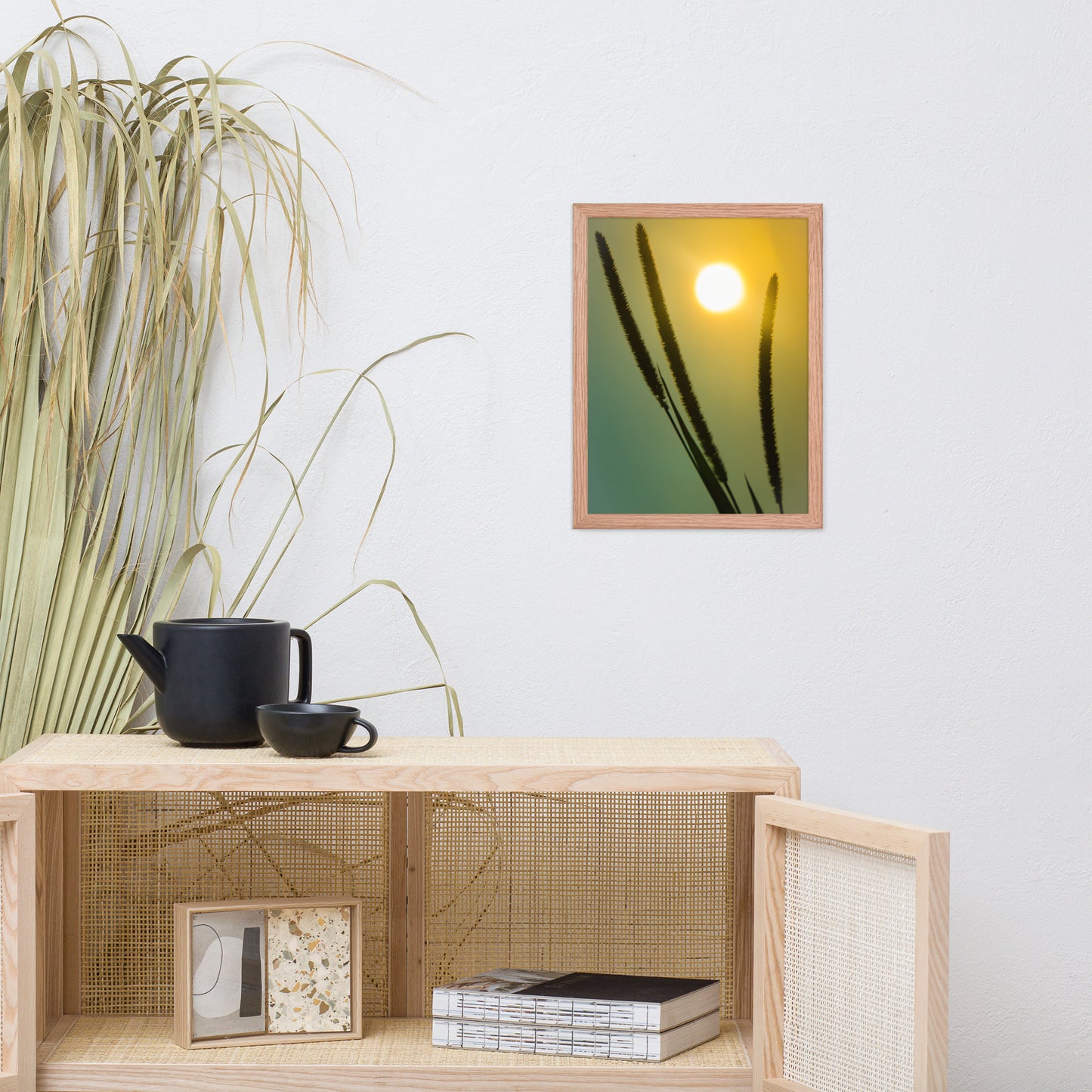 Silhouettes in Sunset Botanical Nature Photo Framed Wall Art Print