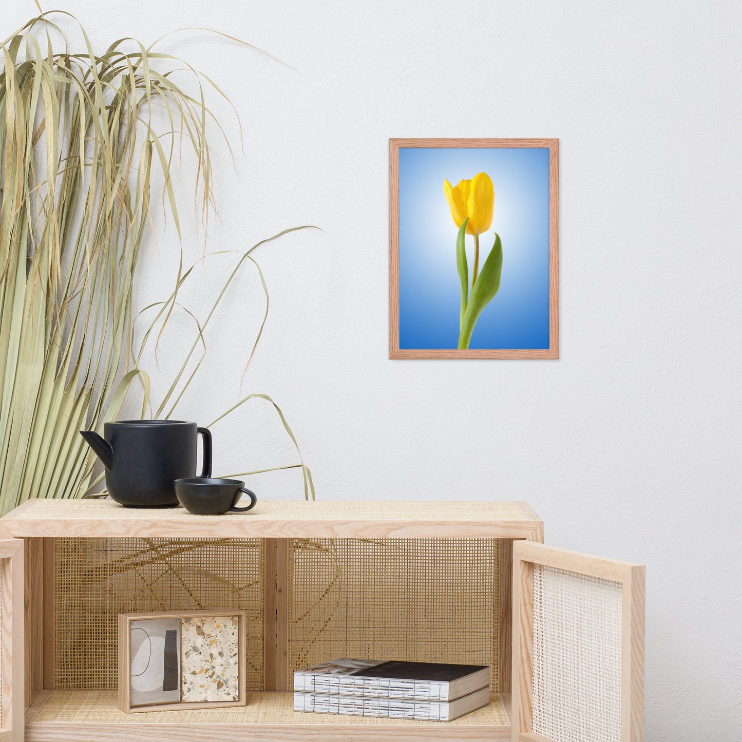 Yellow Tulip Minimal Floral Nature Photo Framed Wall Art Print