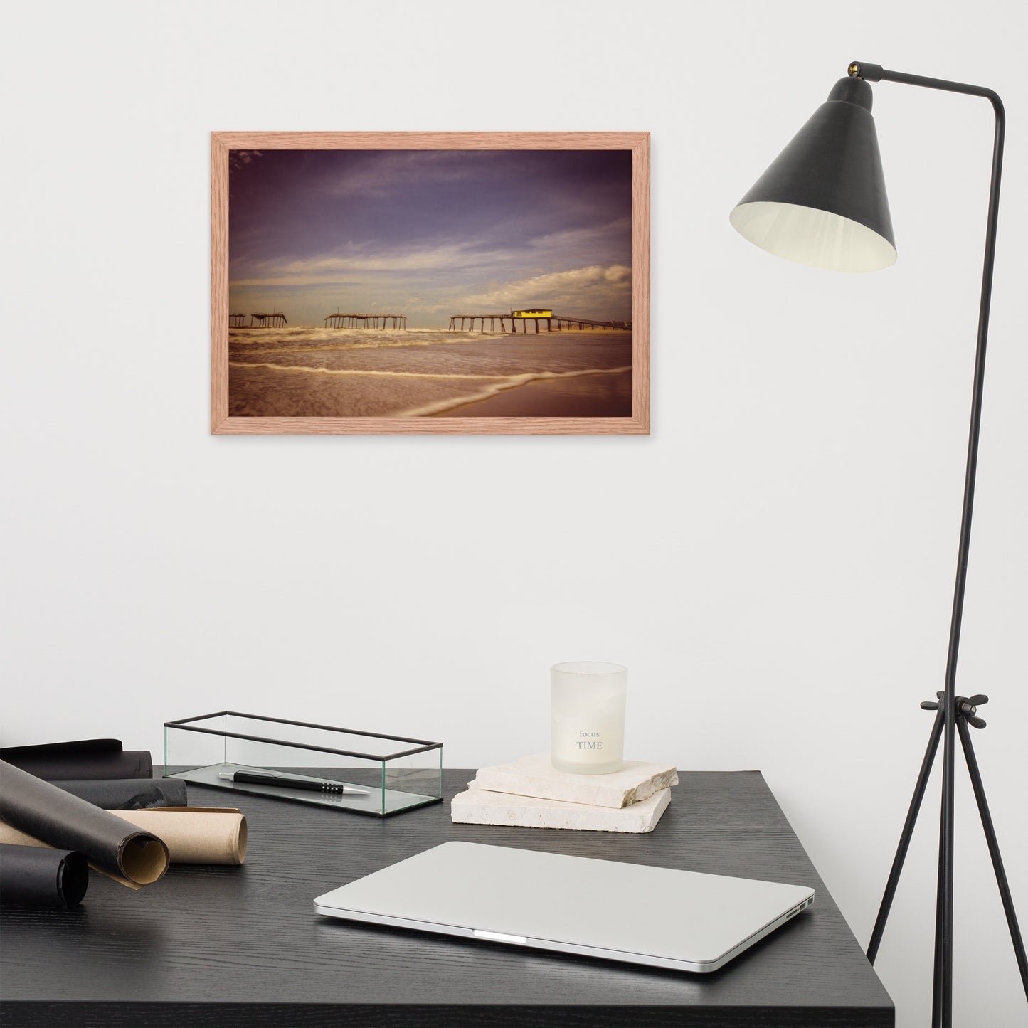 Veterinary Office Wall Art: Aged View of Frisco Pier Beach / Coastal / Seascape / Rustic / Nature / Landscape Photograph Framed Wall Art Print - Wall Decor - Artwork