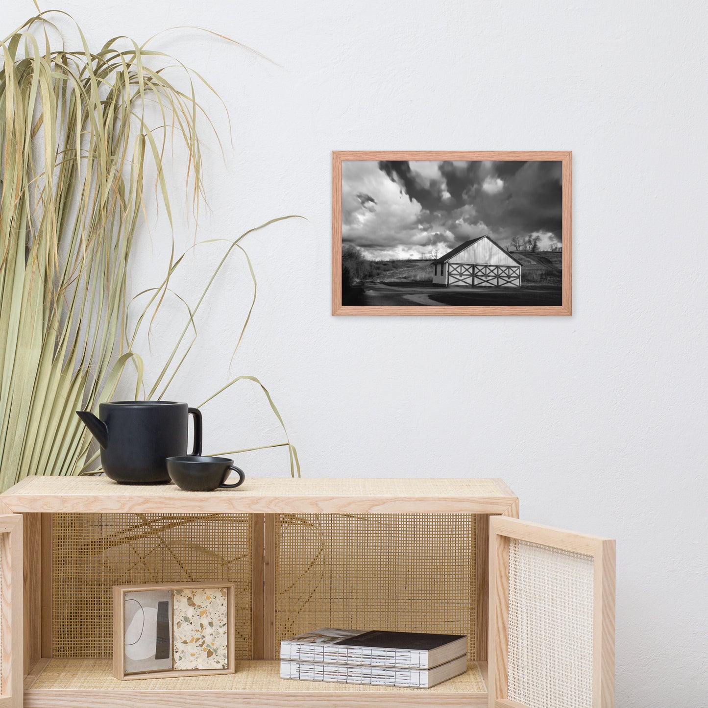Guest Room Wall Decor: Aging Barn in the Morning Sun in Black and White - Rural / Country Style Landscape / Nature Photograph Framed Wall Art Print - Wall Decor - Artwork