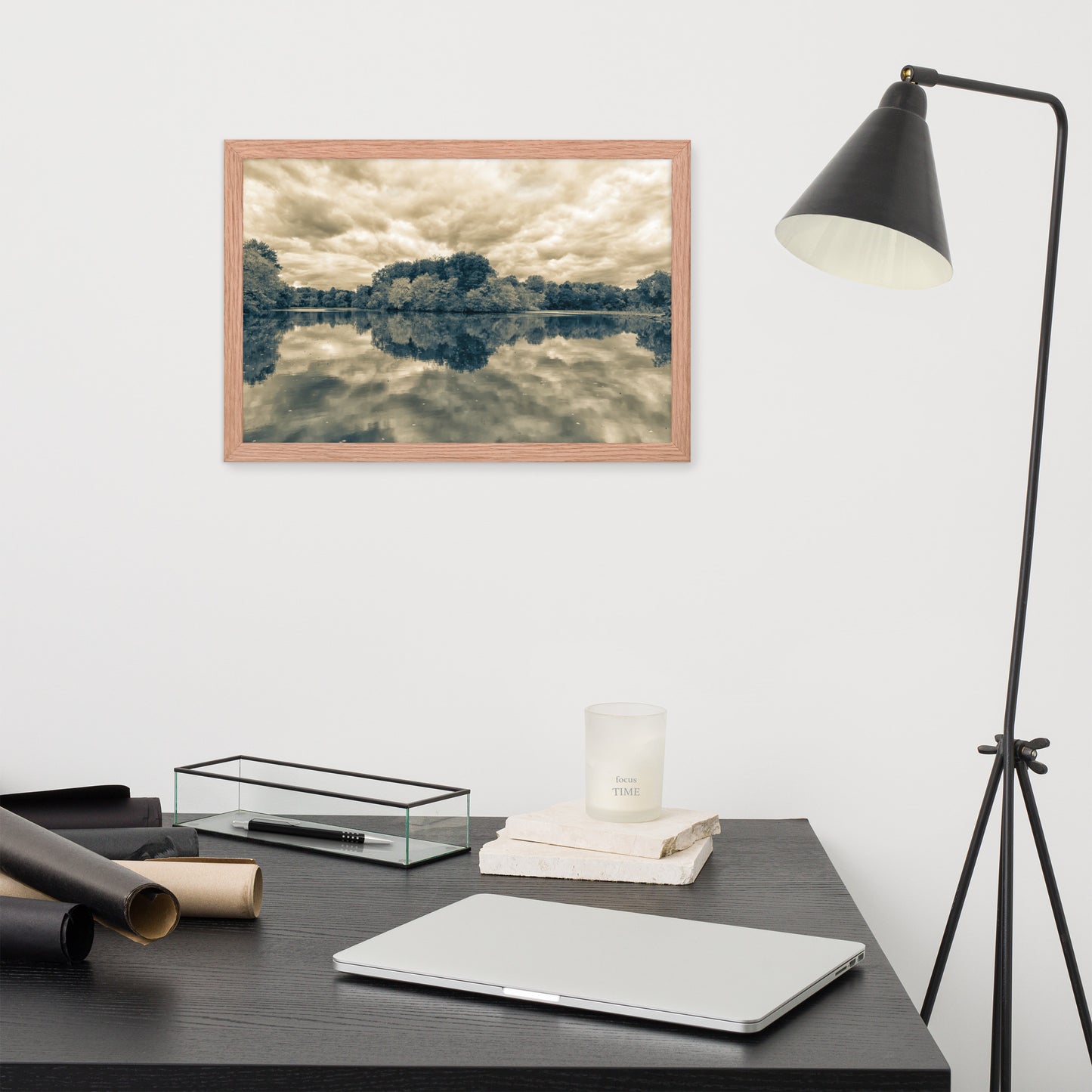Wall Art For Office Room: Autumn Reflections Sepia - Rural / Rustic / Botanical / Farmhouse Style Landscape / Nature Photograph Framed Print - Wall Decor - Artwork