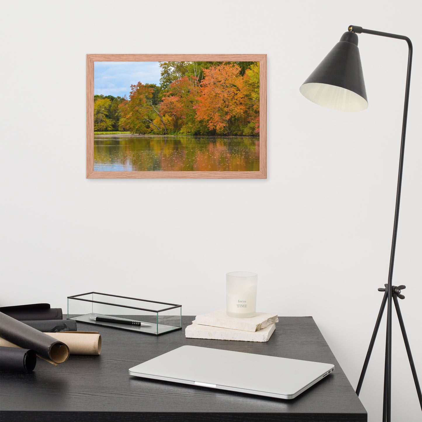 Wall Pictures For Utility Room: Autumn Tree Line - Rural / Country Style Landscape / Nature Photograph Framed Wall Art Print - Wall Decor - Artwork