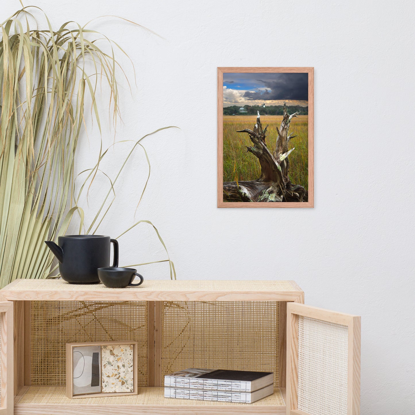 Dead Tree and Amelia Lighthouse Coastal Landscape Photo Framed Wall Art Prints