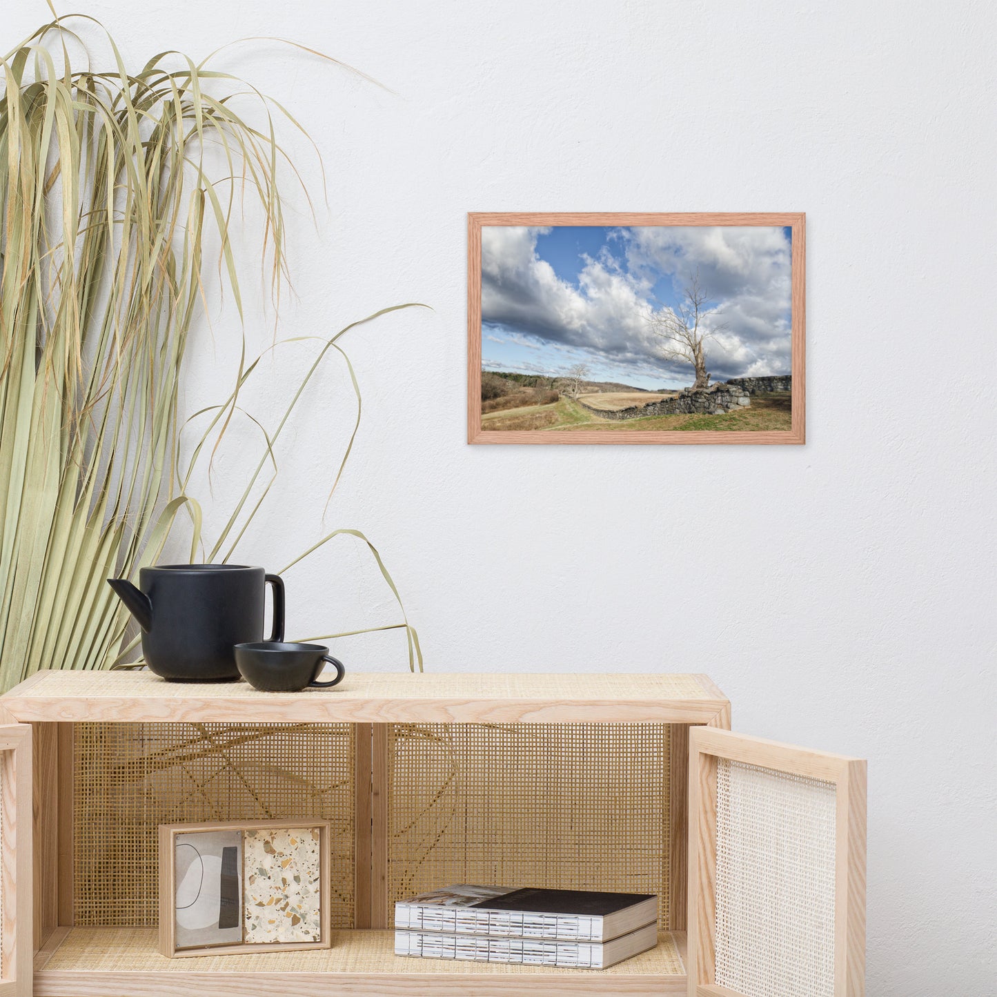 Dead Tree and Stone Wall - Color Framed Photo Wall Art Prints