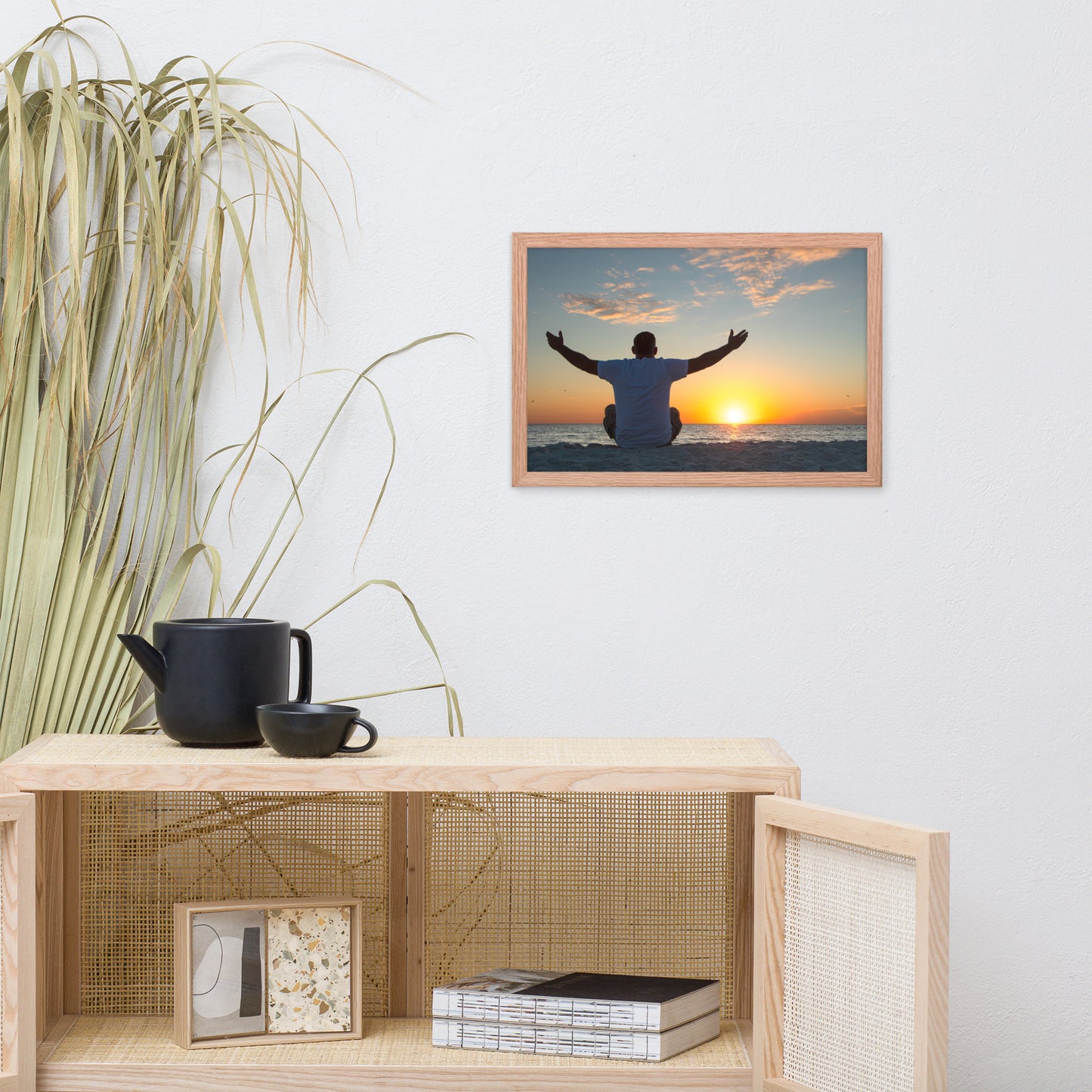 Embrace The Light Sunset Coastal Landscape Photo Framed Wall Art Print
