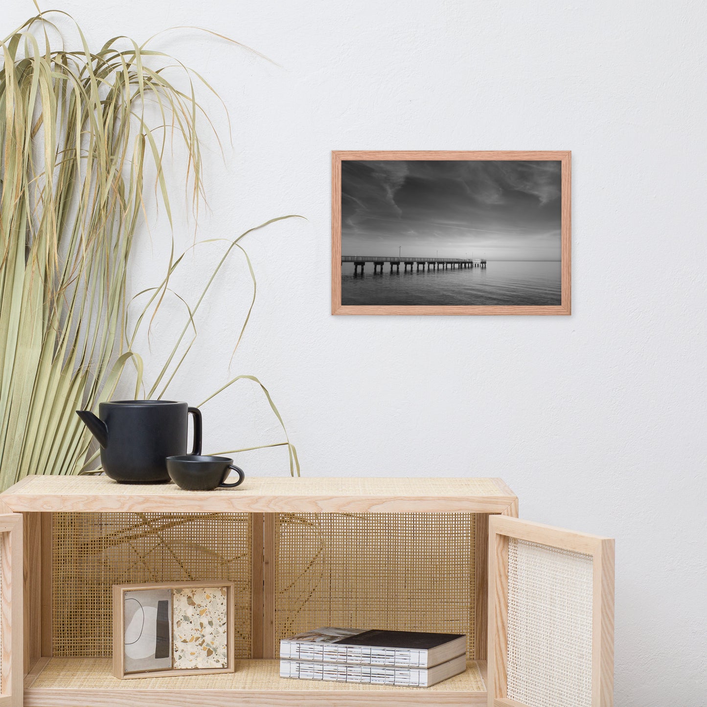 End of the Pier Black and White Framed Photo Wall Art Prints