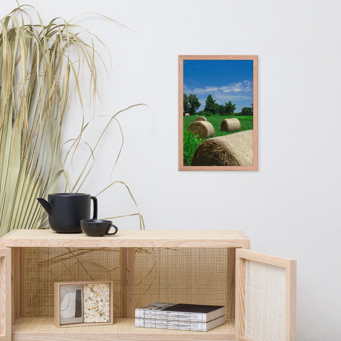 Hay Whatcha Doin in the Field Landscape Framed Photo Paper Wall Art Prints