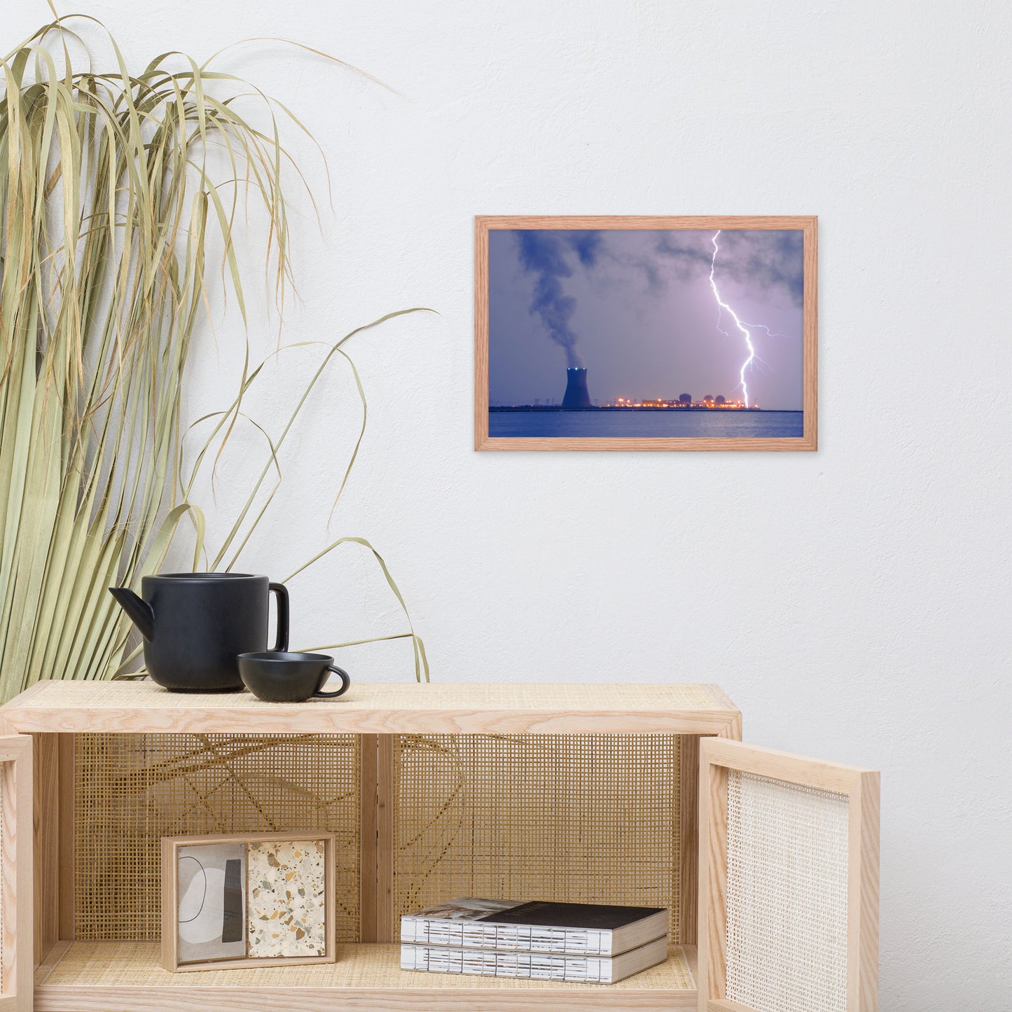 Lightning and Salem Power Plant 2 Urban Landscape Photo Framed Wall Art Print