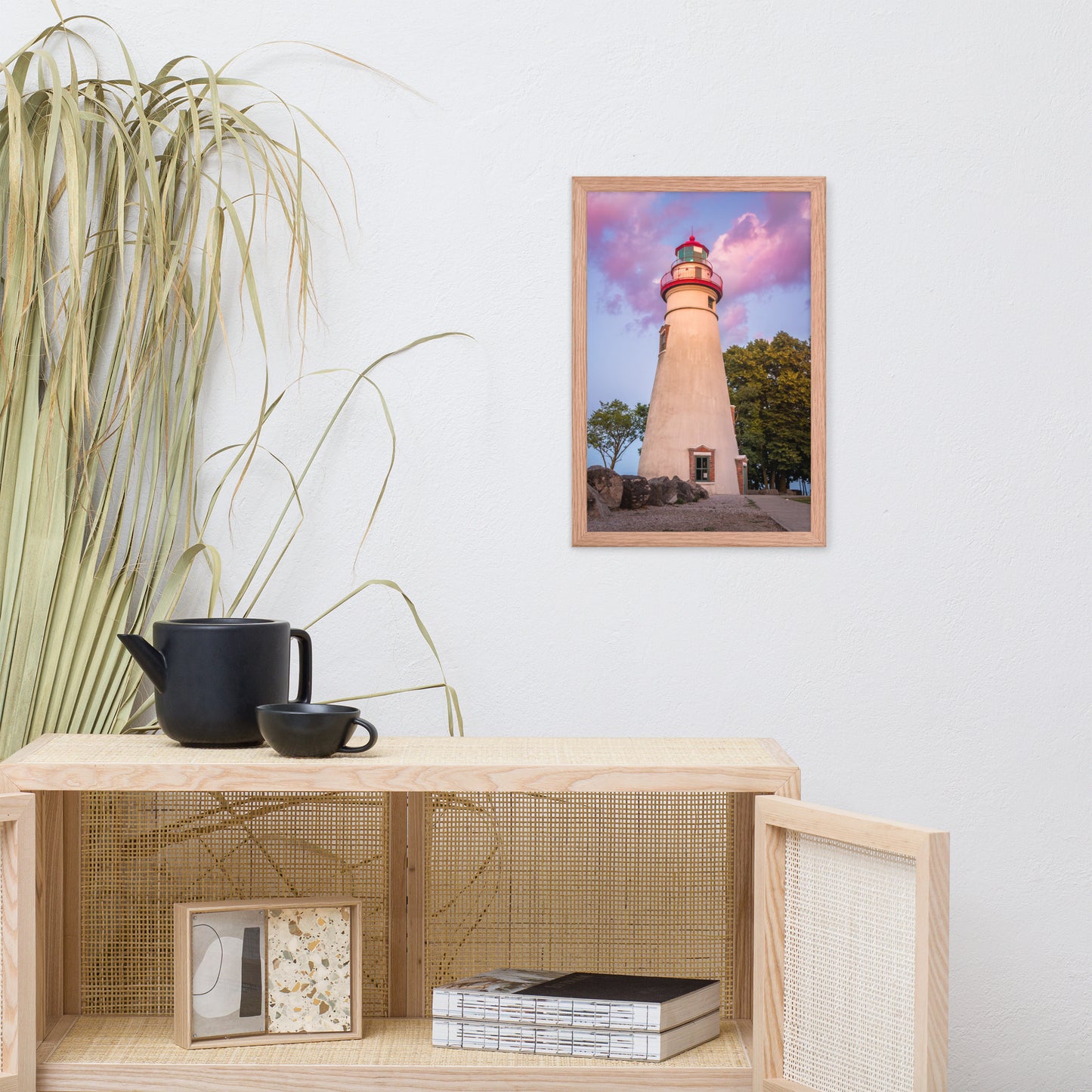 Marblehead Lighthouse at Sunset Landscape Framed Photo Paper Wall Art Prints
