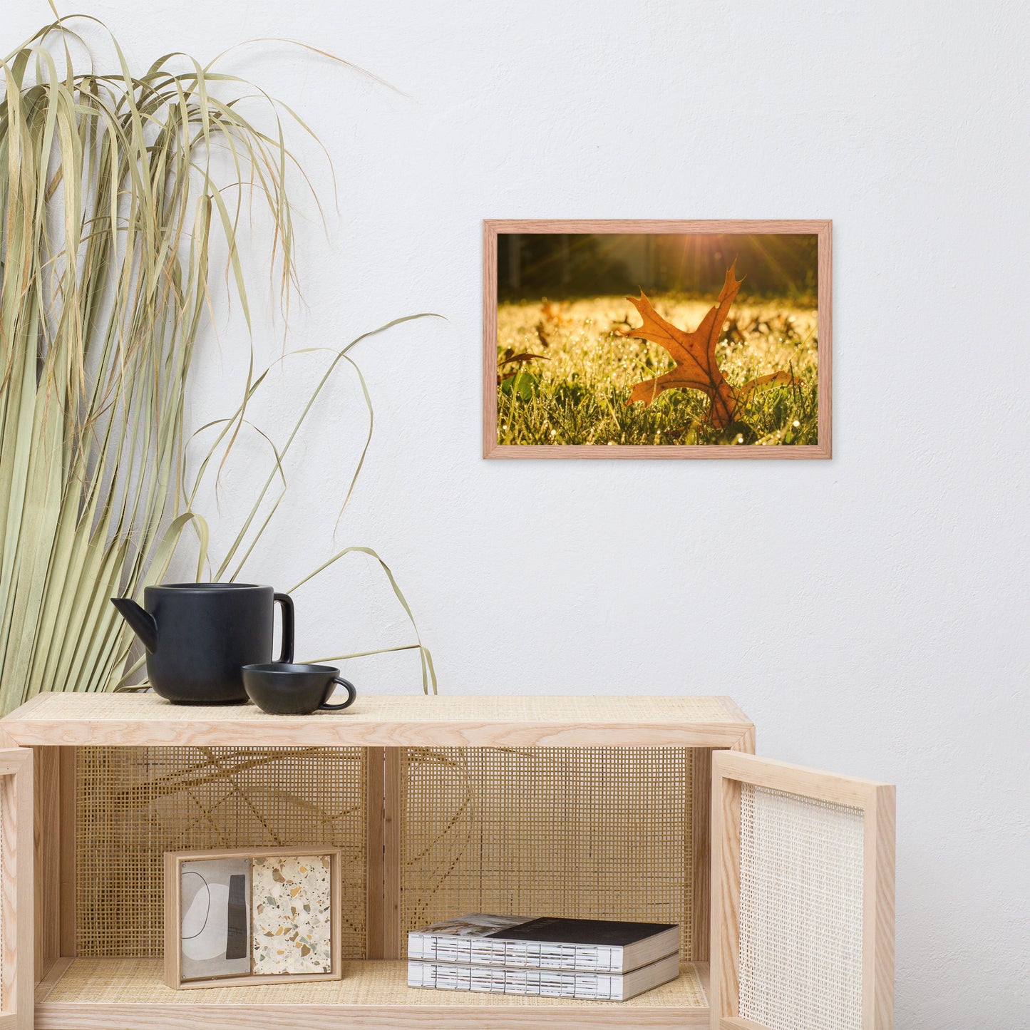 Fall Leaf in Morning Sun Botanical Nature Photo Framed Wall Art Print