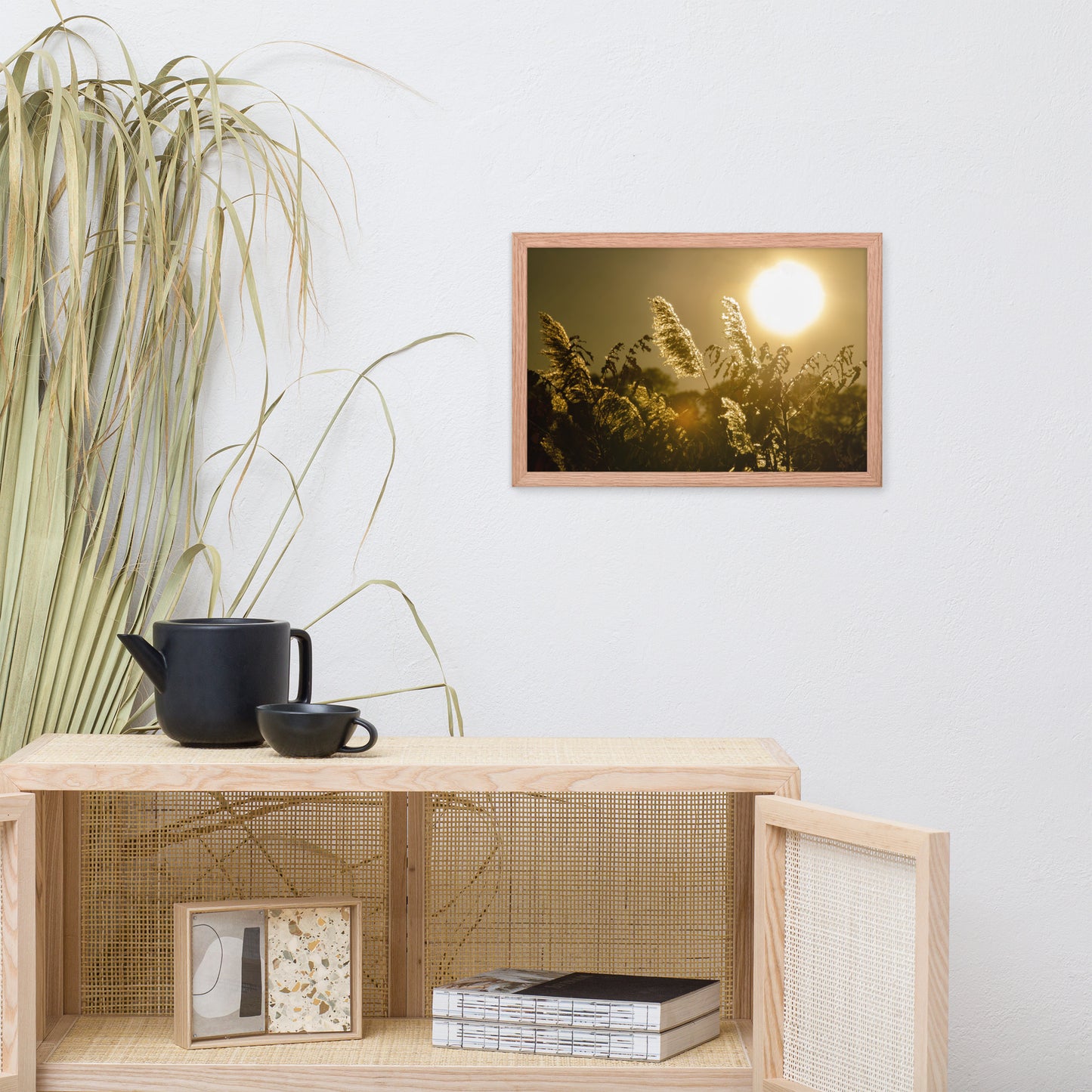 Golden Marsh Weeds Botanical Nature Photo Framed Wall Art Print