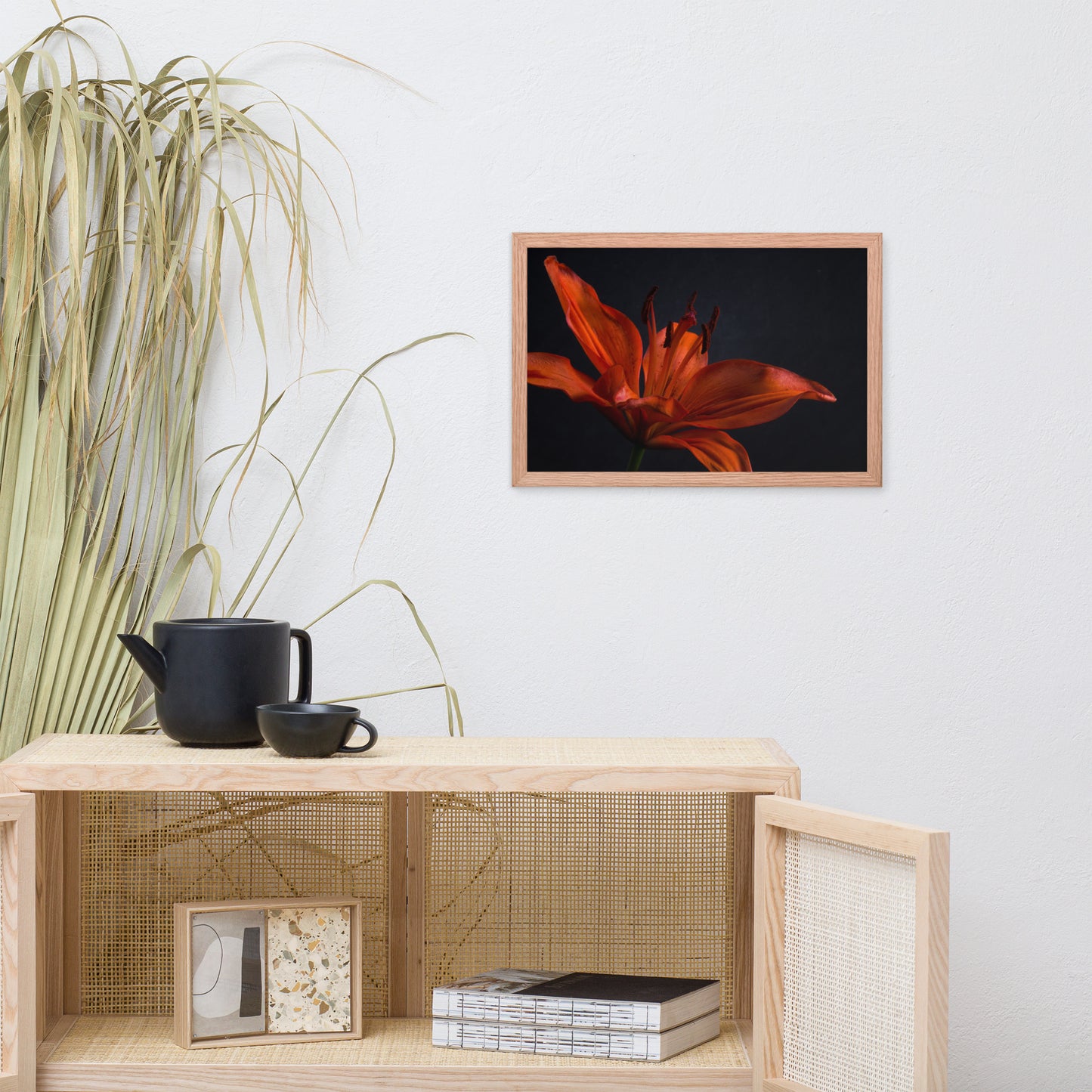 Orange Lily with Back light Floral Nature Photo Framed Wall Art Print