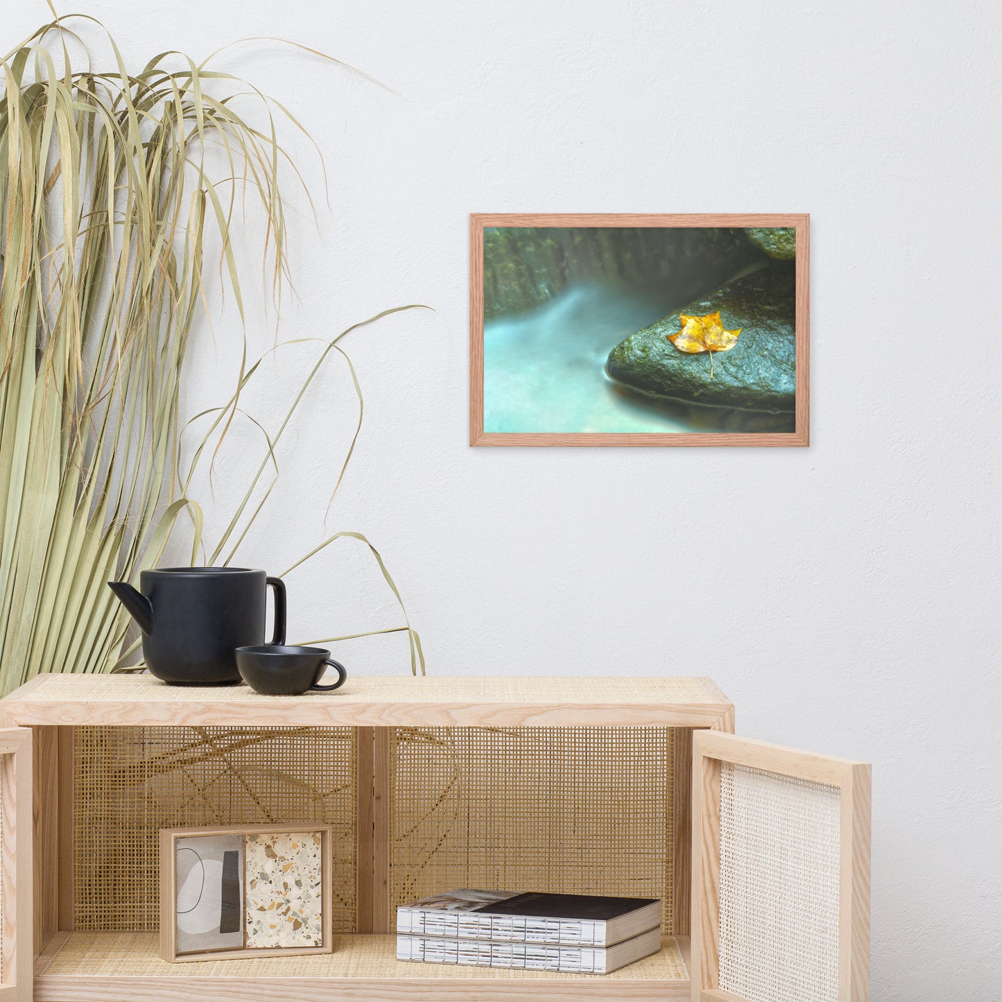 Misty Leaf Botanical Nature Photo Framed Wall Art Print