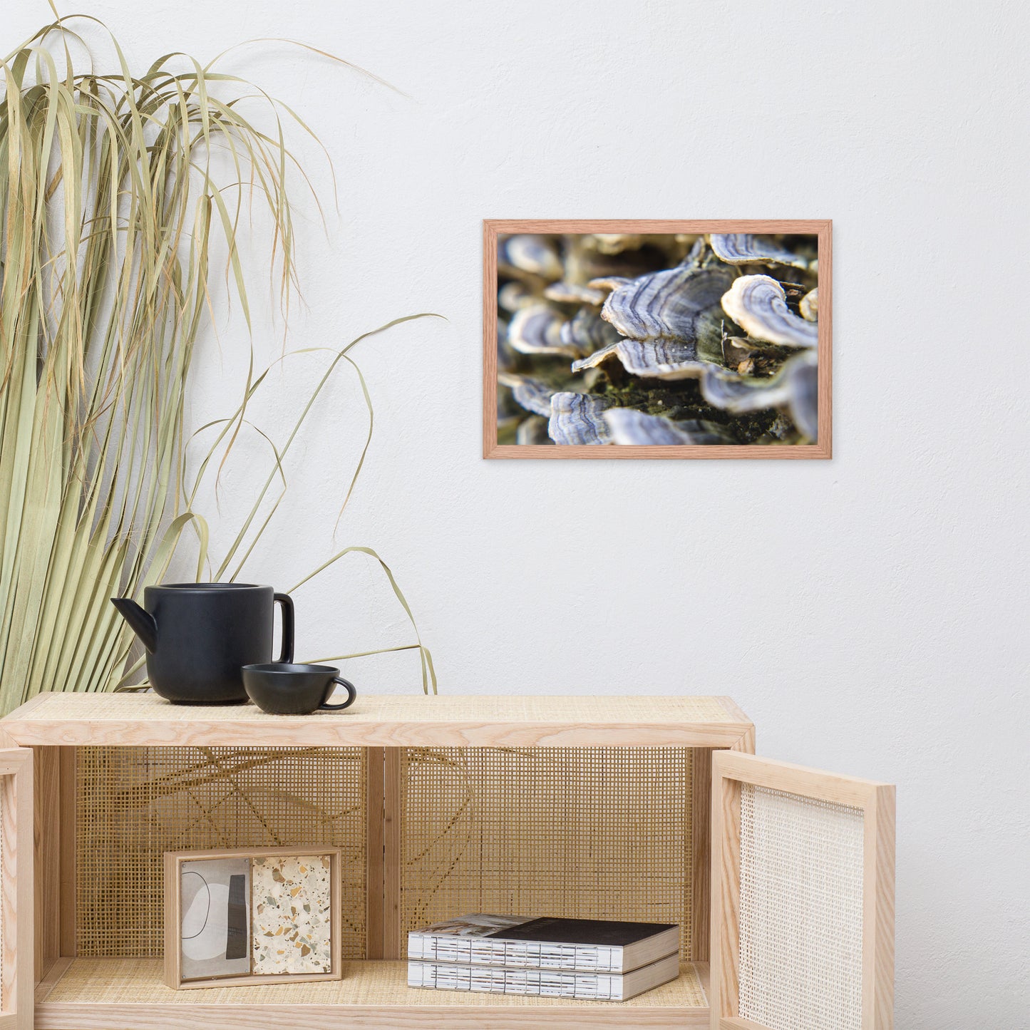 Mushrooms on Log Botanical Nature Photo Framed Wall Art Print