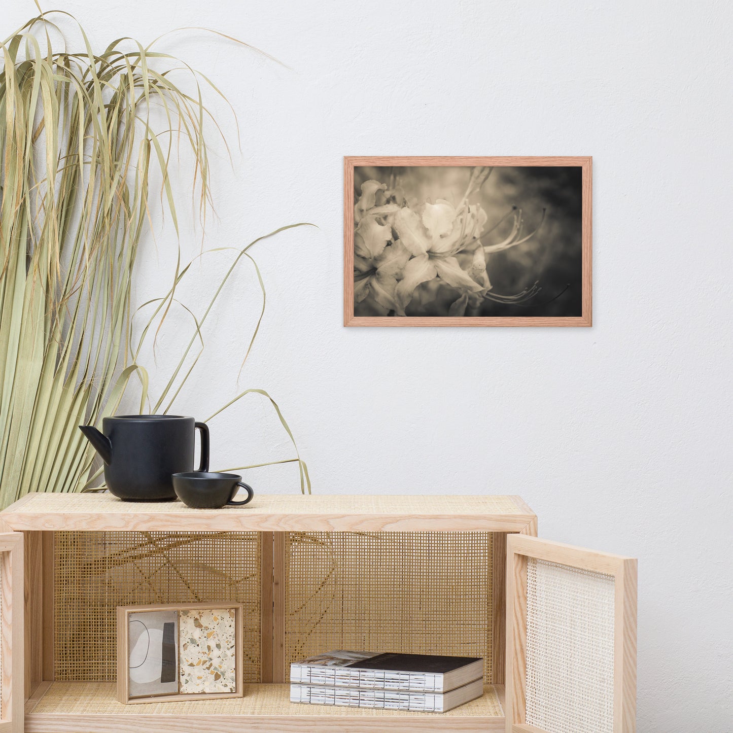 Sepia Aged Rhododendron Blooms Floral Nature Photo Framed Wall Art Print