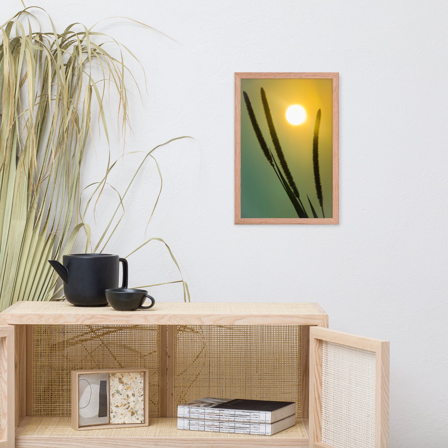 Silhouettes in Sunset Botanical Nature Photo Framed Wall Art Print
