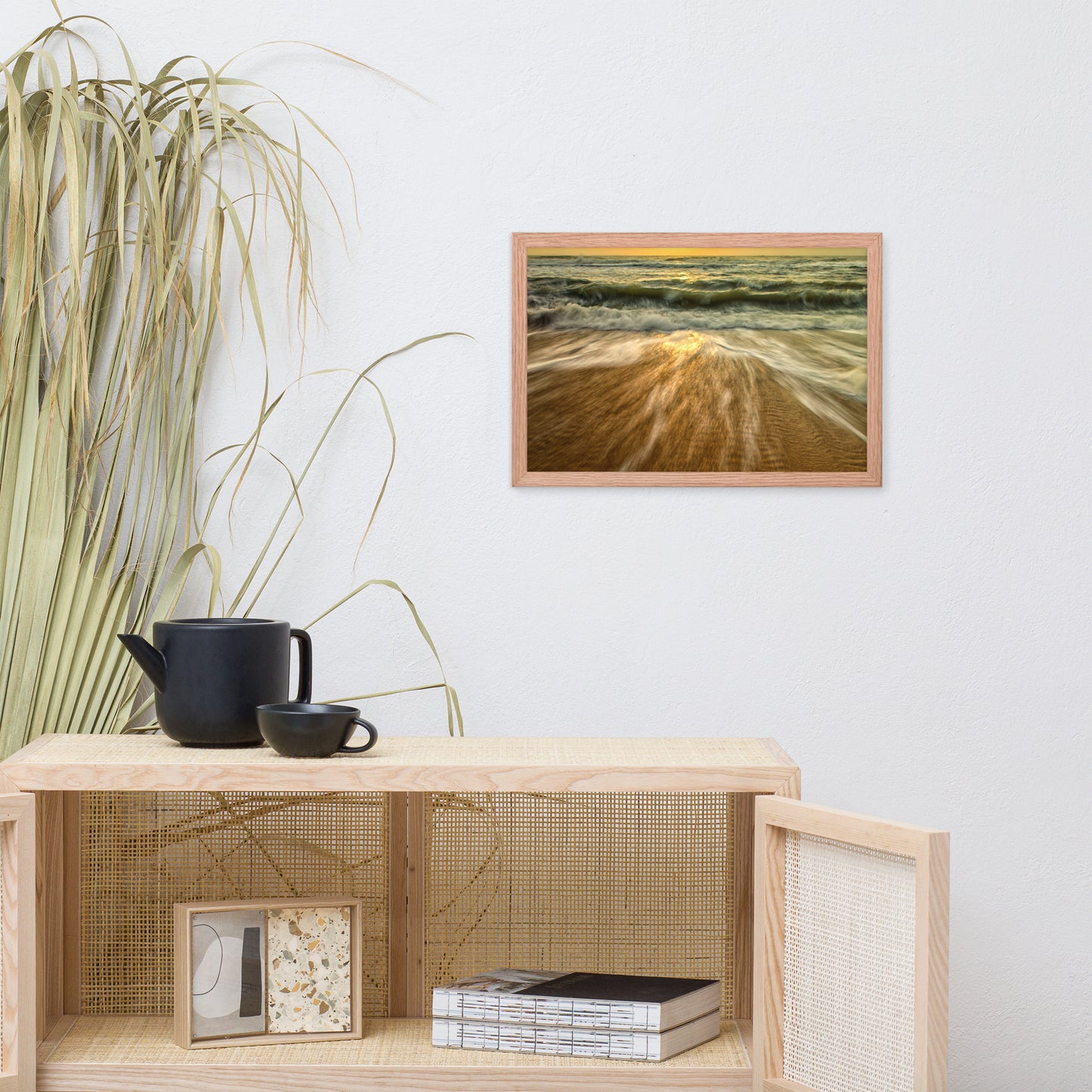 Washing Out to Sea Coastal Nature Photo Framed Wall Art Print