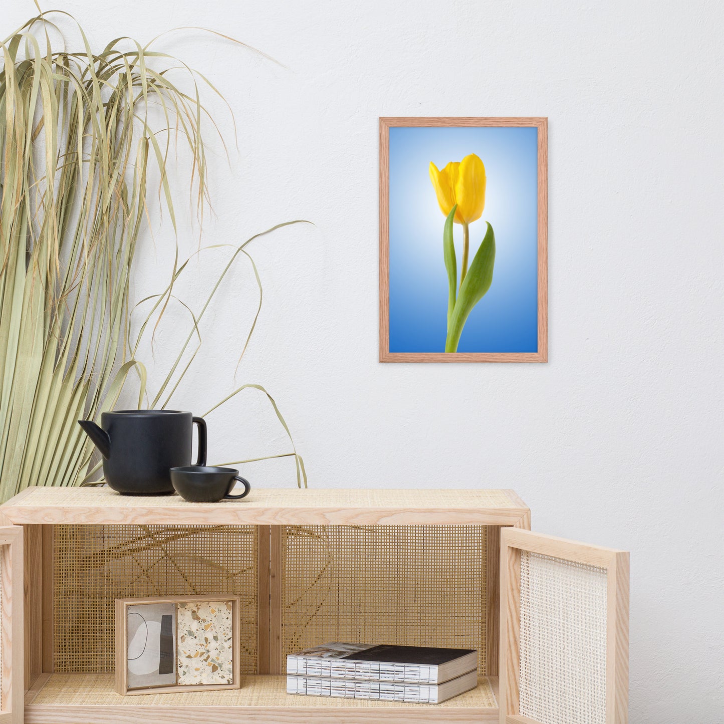 Yellow Tulip Minimal Floral Nature Photo Framed Wall Art Print