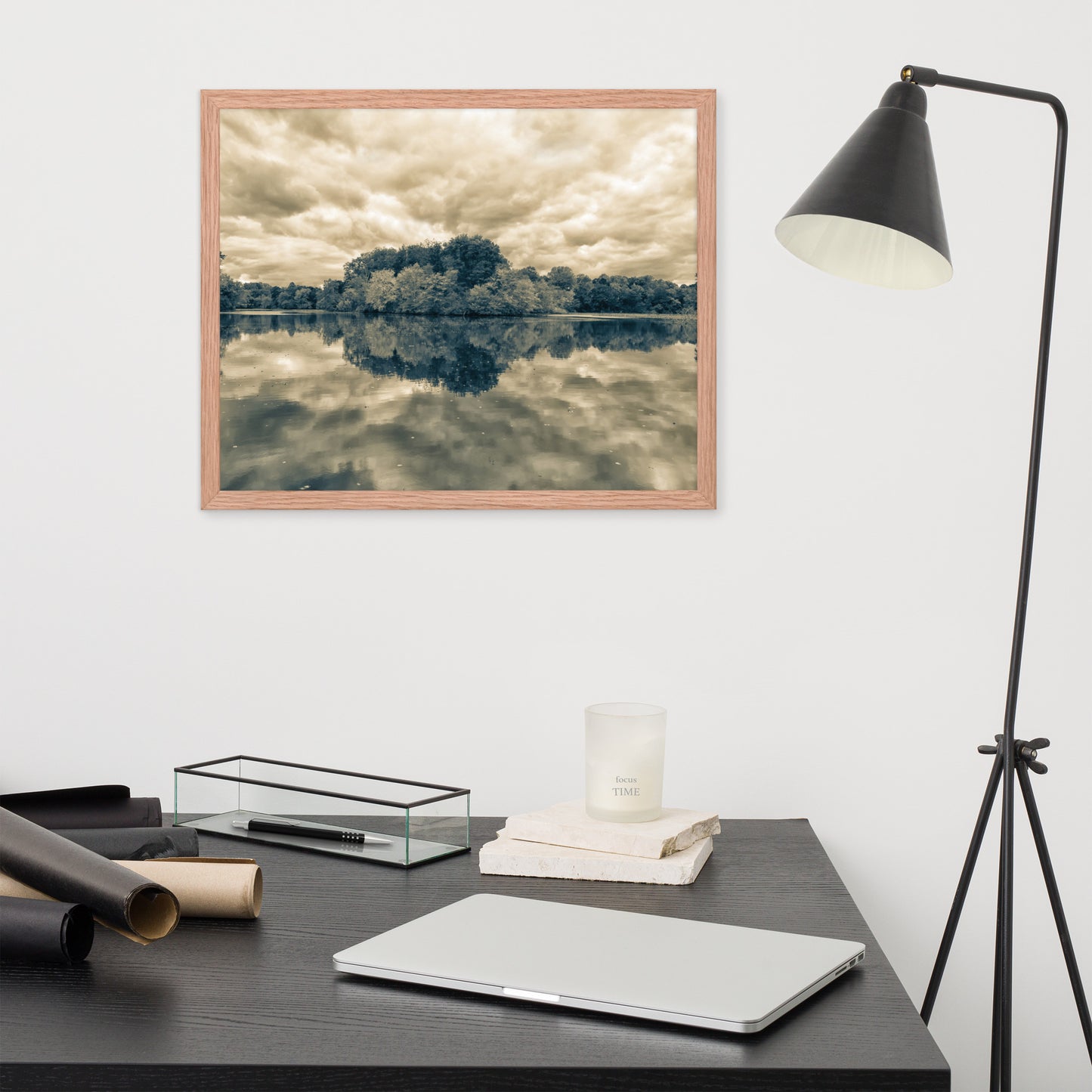 Wall Art For Office Space: Autumn Reflections Sepia - Rural / Rustic / Botanical / Farmhouse Style Landscape / Nature Photograph Framed Print - Wall Decor - Artwork