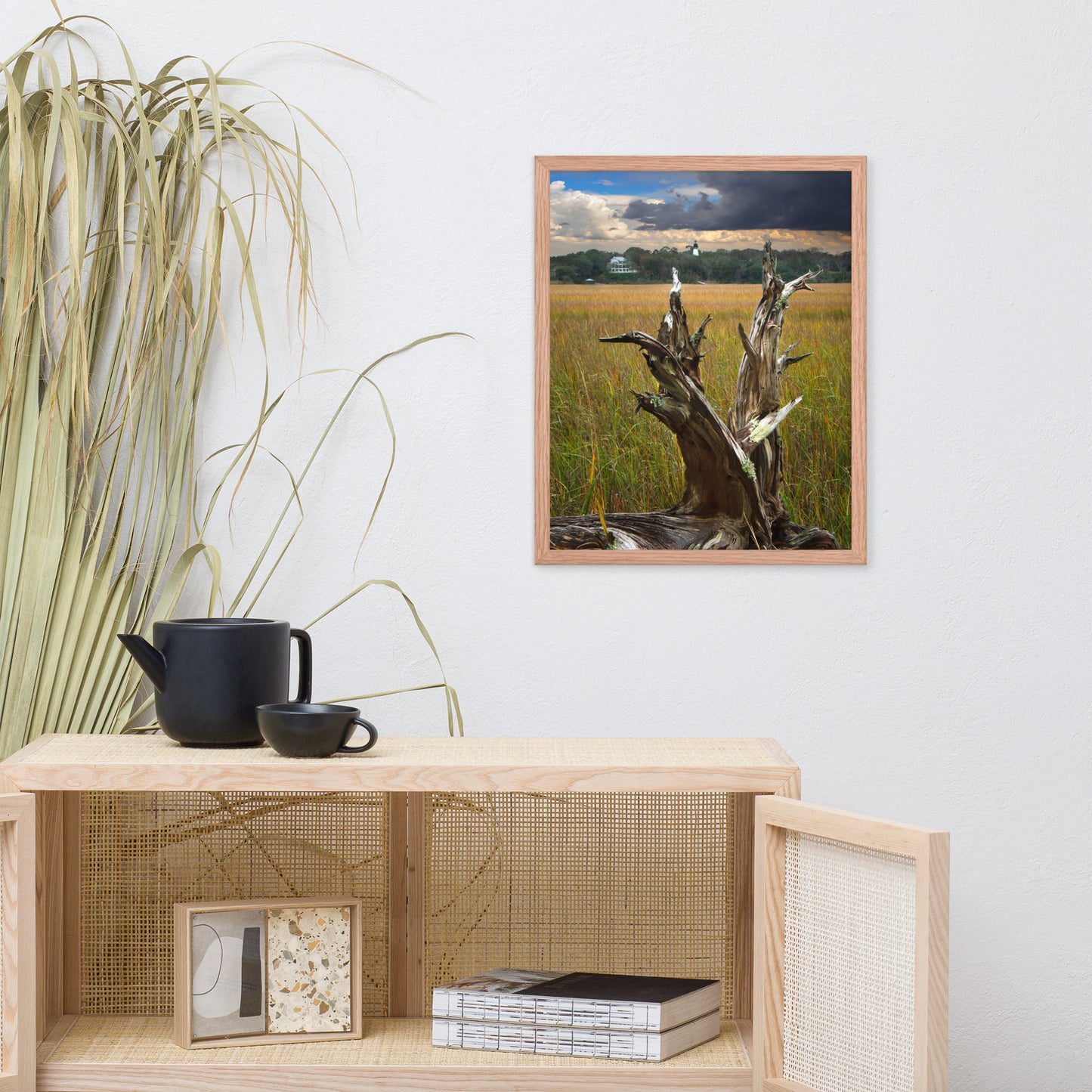 Dead Tree and Amelia Lighthouse Coastal Landscape Photo Framed Wall Art Prints