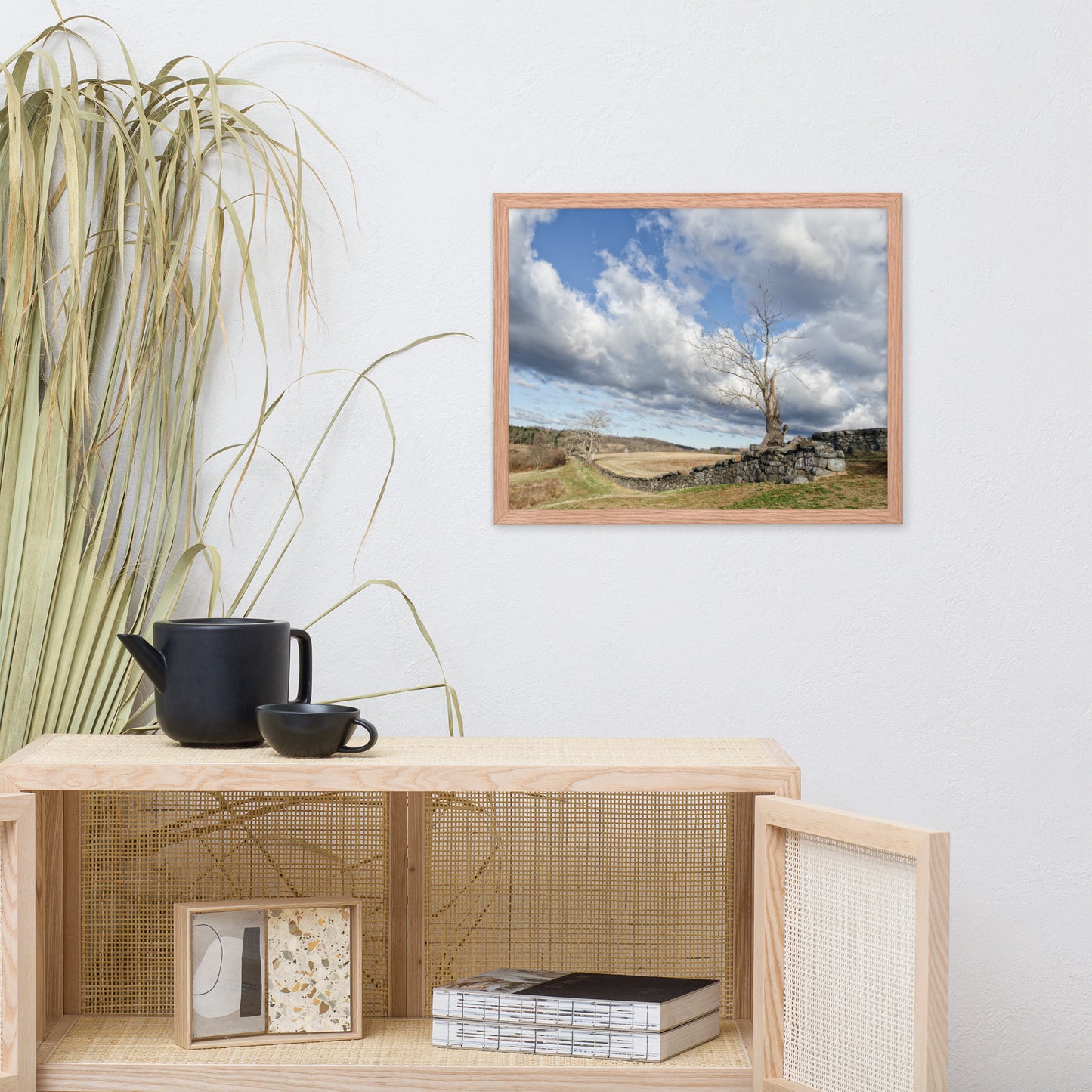 Dead Tree and Stone Wall - Color Framed Photo Wall Art Prints