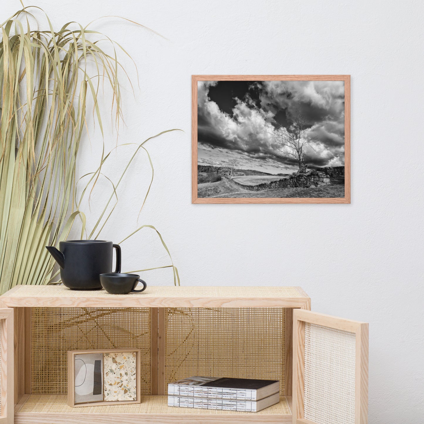 Dead Tree and Stone Wall in Black and White Framed Photo Wall Art Prints