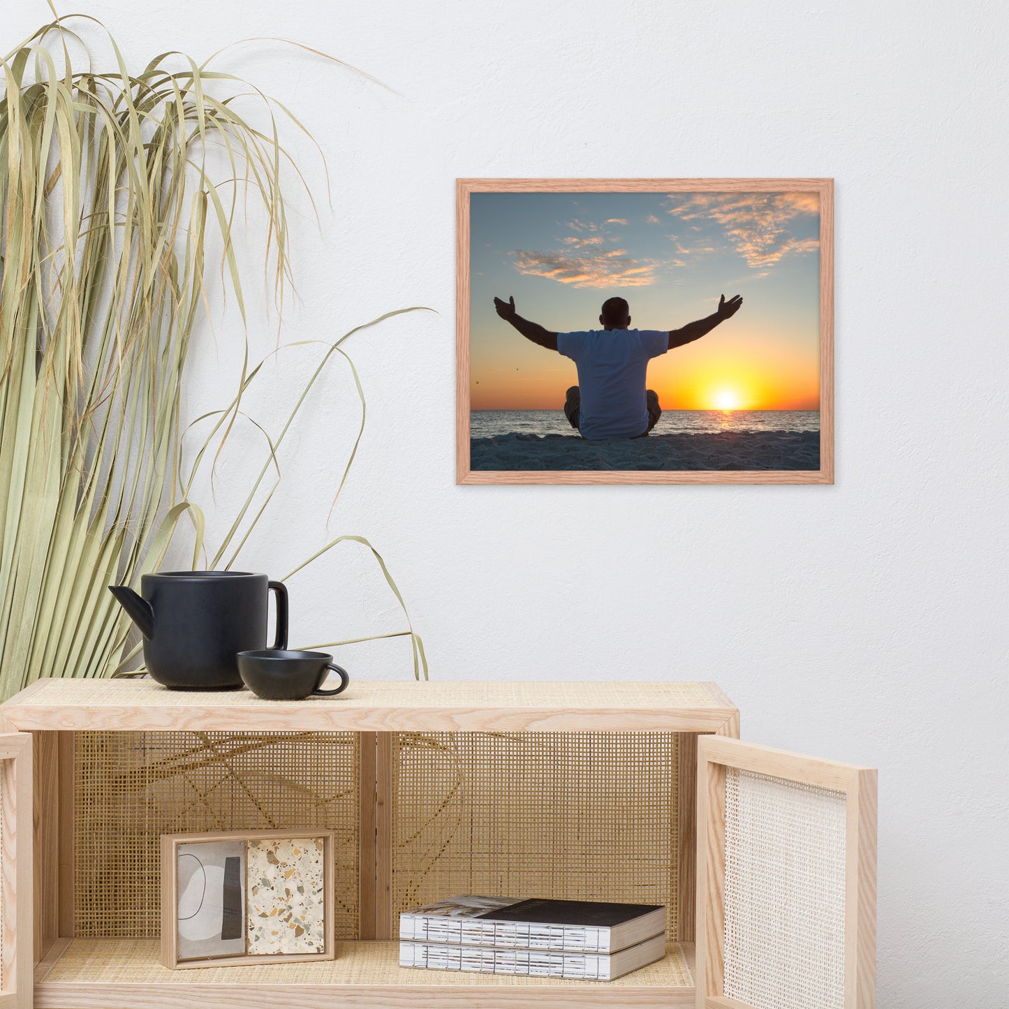 Embrace The Light Sunset Coastal Landscape Photo Framed Wall Art Print