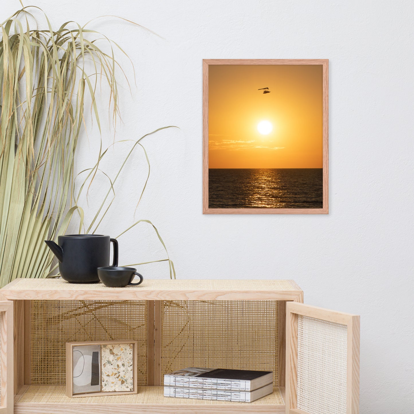 Flying High at Sunset Coastal Landscape Photo Framed Wall Art Print