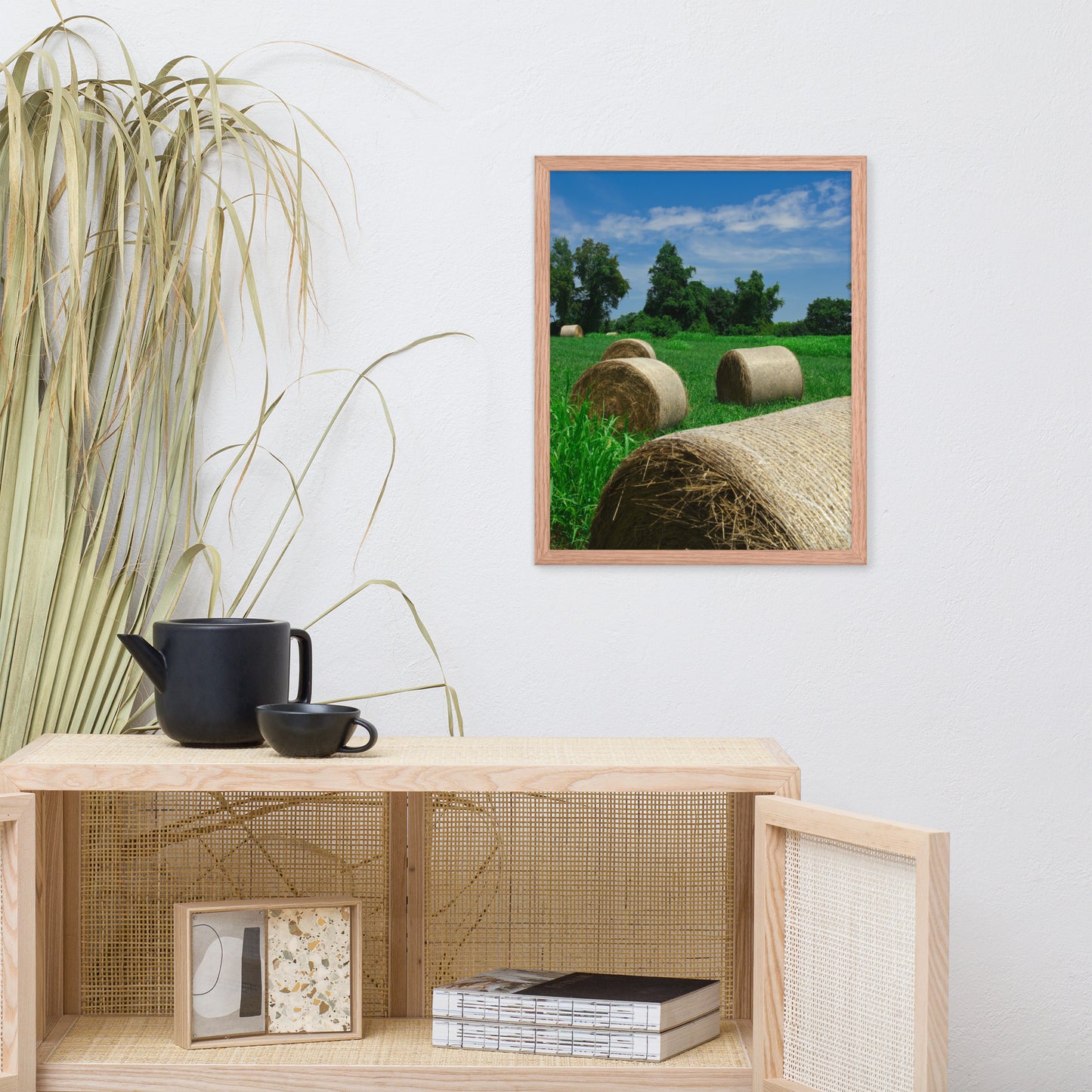 Hay Whatcha Doin in the Field Landscape Framed Photo Paper Wall Art Prints