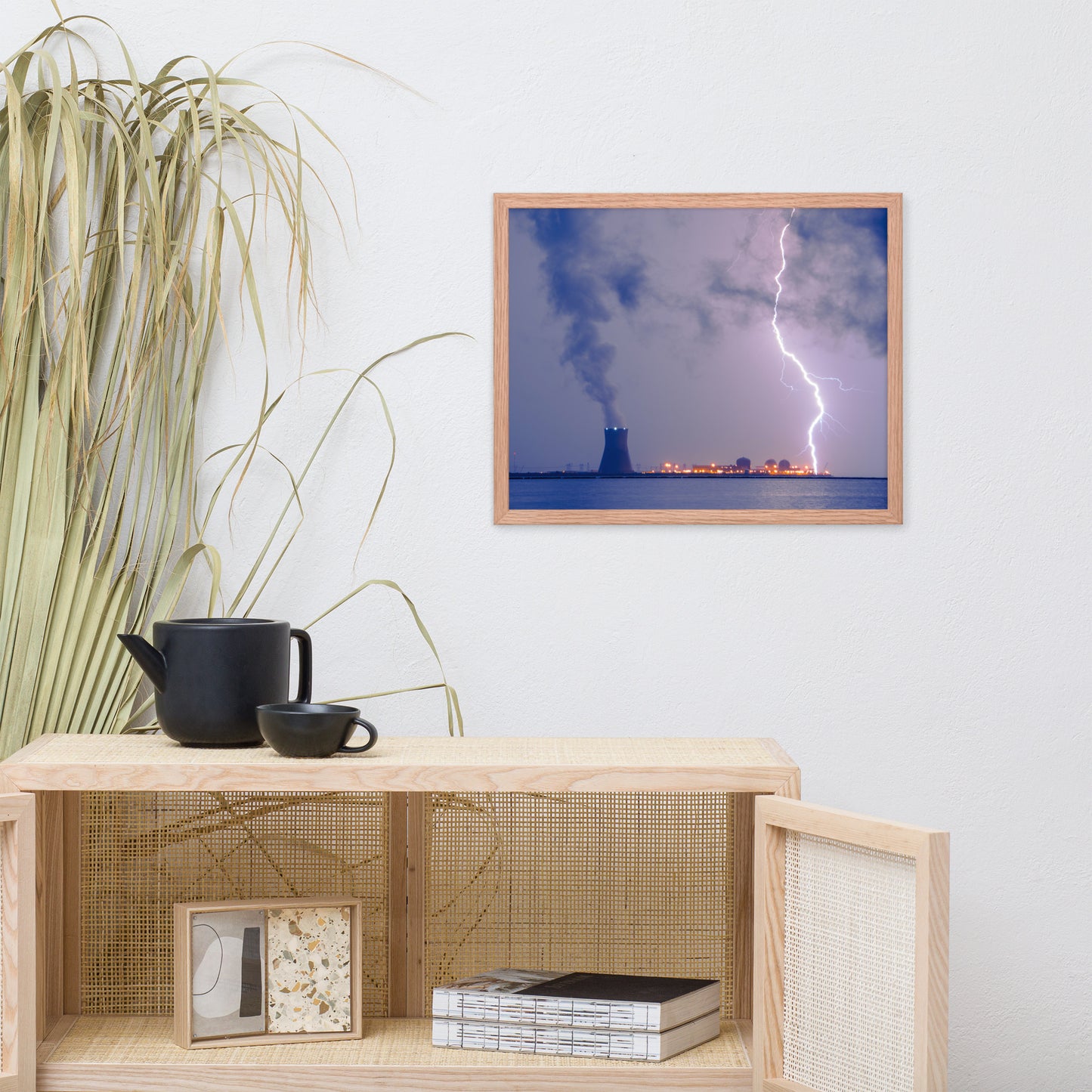 Lightning and Salem Power Plant 2 Urban Landscape Photo Framed Wall Art Print
