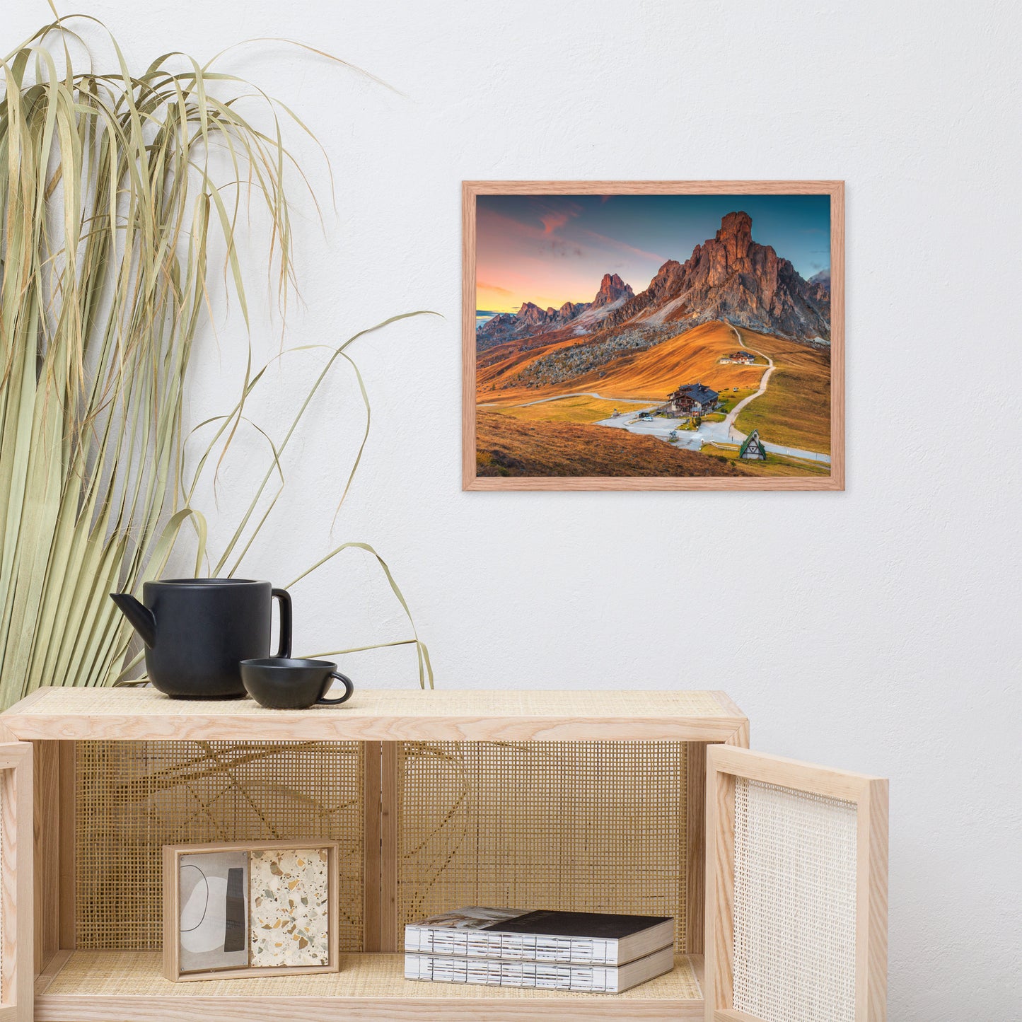 Majestic Sunset and Alpine Mountain Pass Framed Photo Paper Wall Art Prints