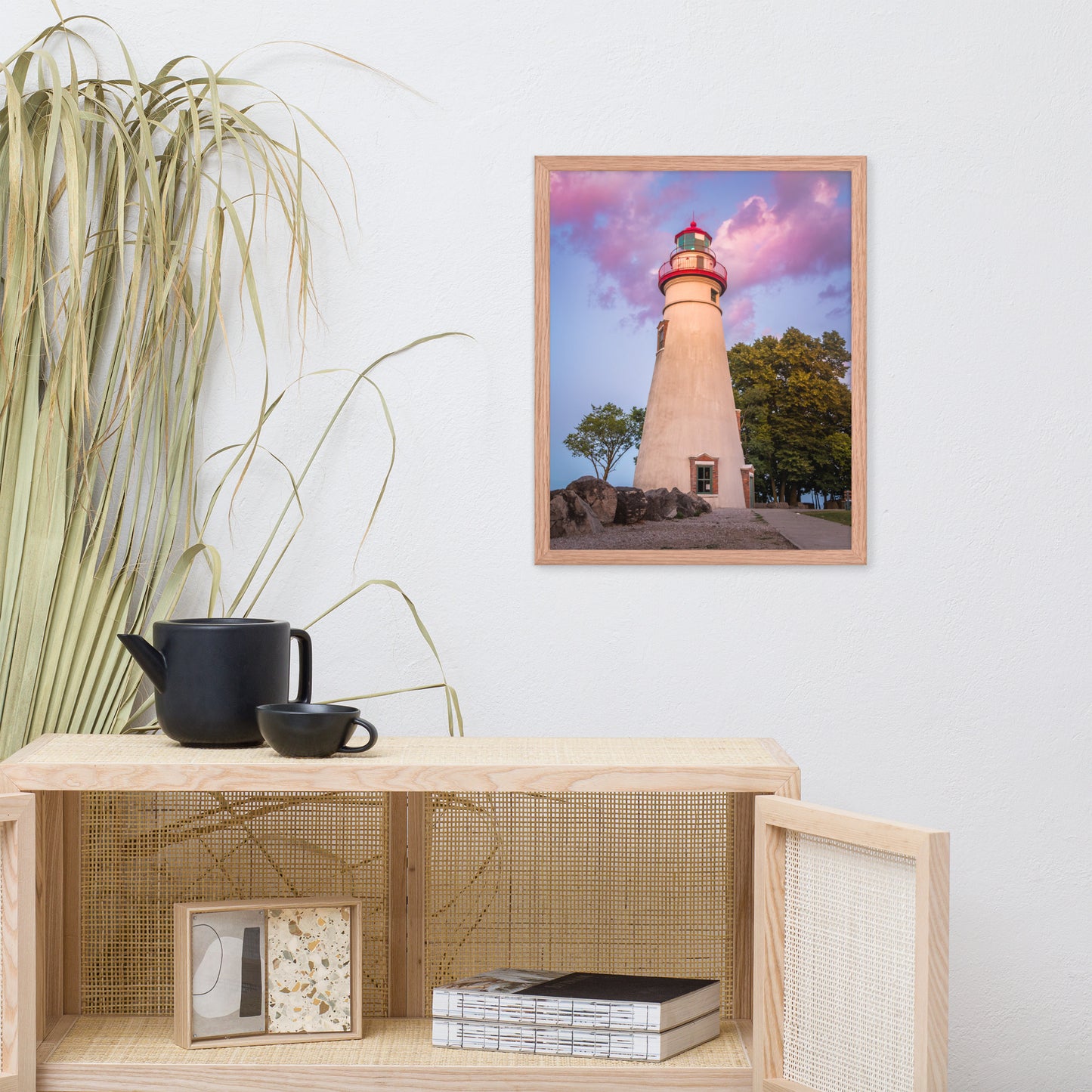 Marblehead Lighthouse at Sunset Landscape Framed Photo Paper Wall Art Prints