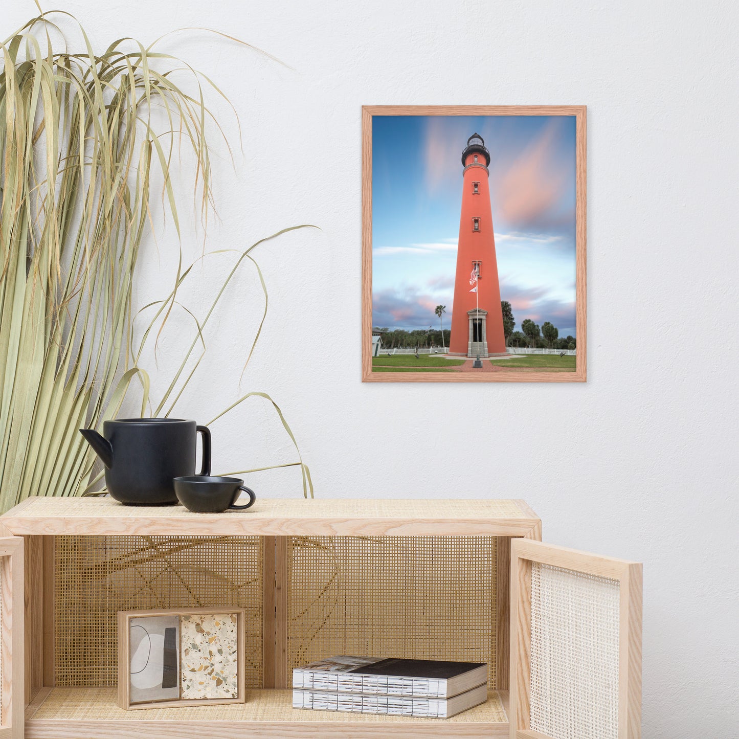Ponce De Leon Lighthouse and Sunset Landscape Photo Framed Wall Art Print
