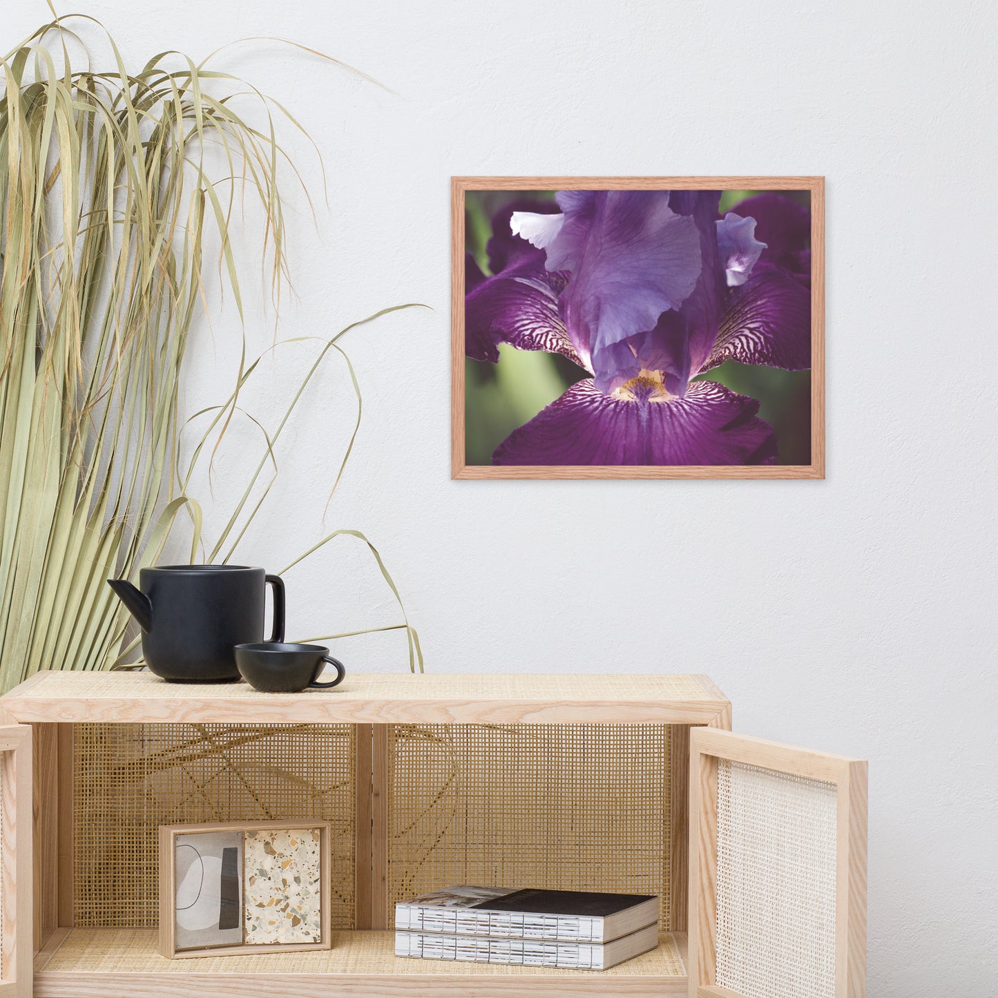 Glowing Iris Moody Midnight Floral Nature Photo Framed Wall Art Print