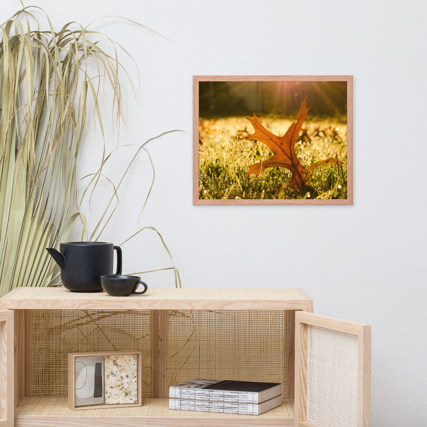 Fall Leaf in Morning Sun Botanical Nature Photo Framed Wall Art Print