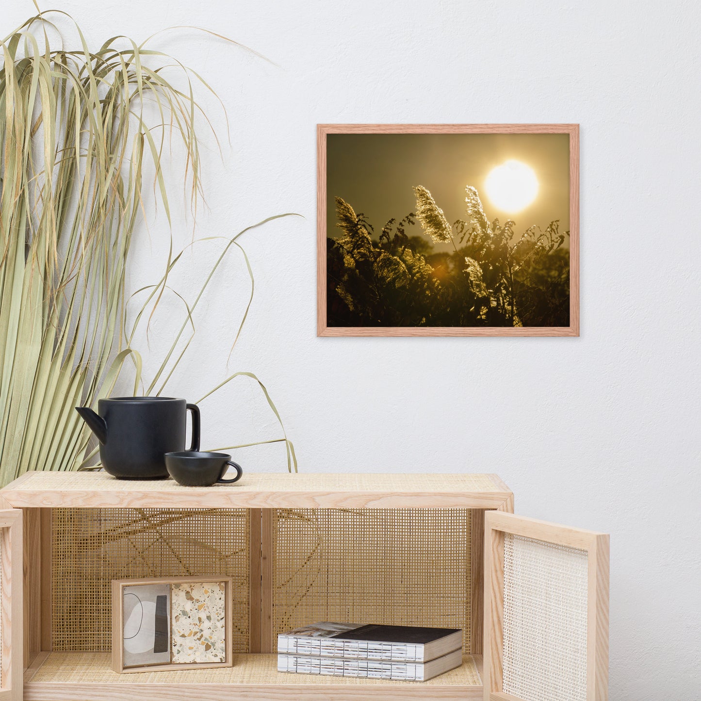 Golden Marsh Weeds Botanical Nature Photo Framed Wall Art Print