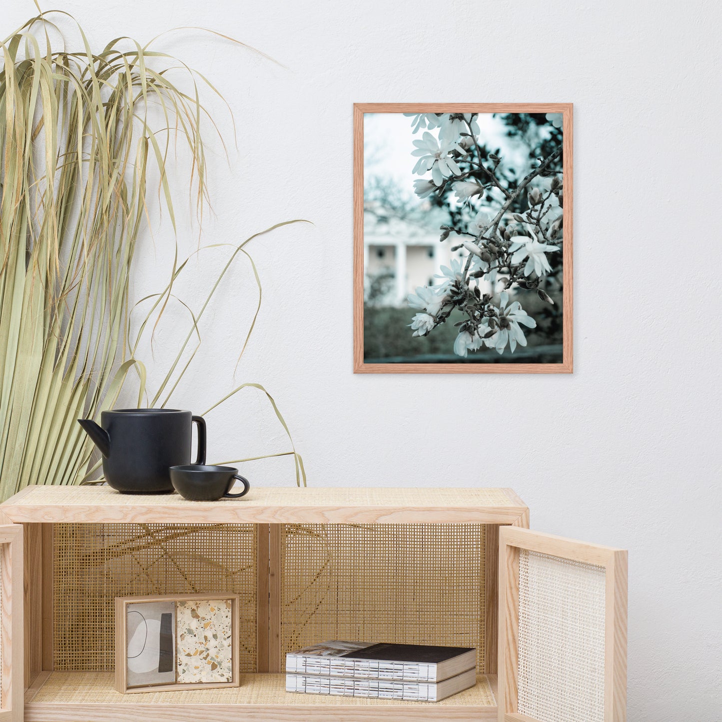 Mansion Blooms Floral Landscape Photo Framed Wall Art Print