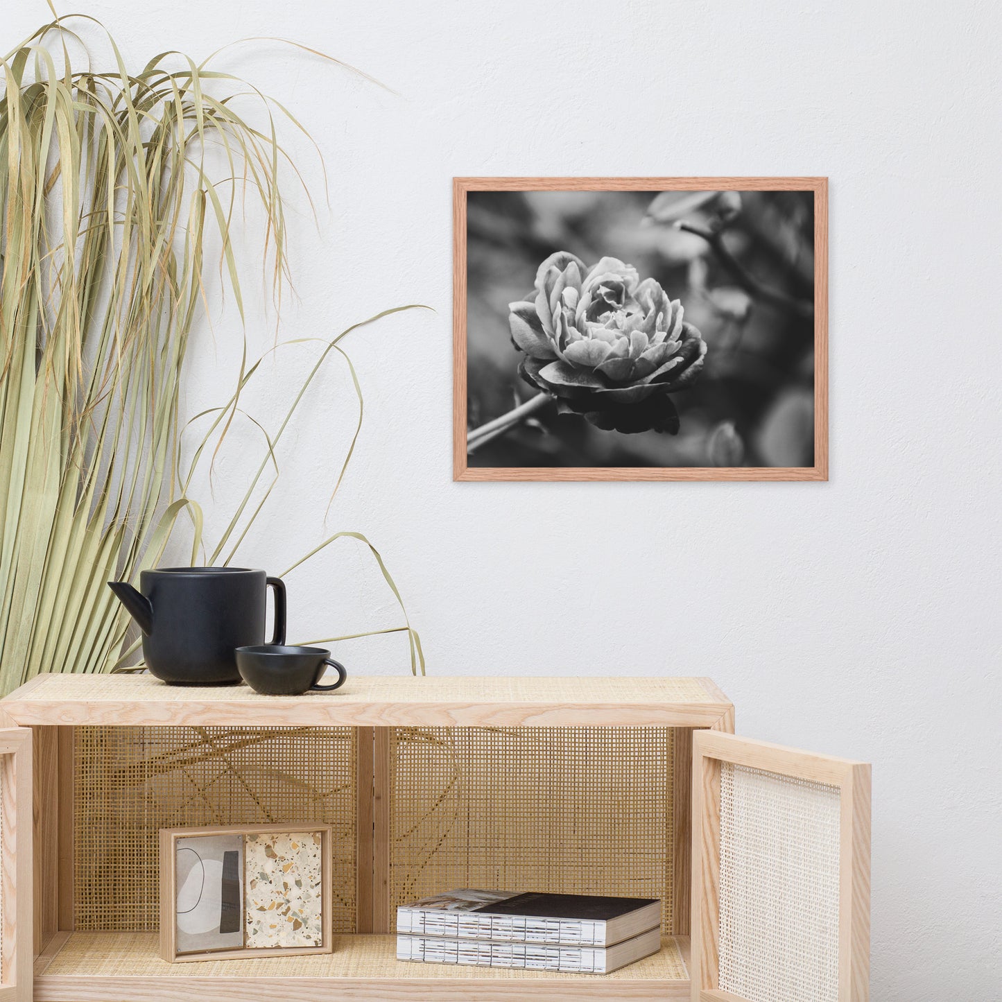 Perfect Petals Black and White Floral Nature Photo Framed Wall Art Print