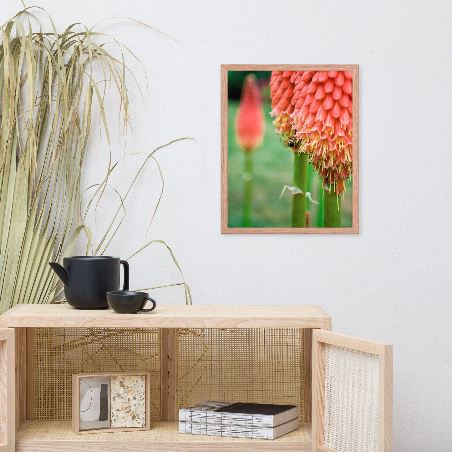 Red Hot Pokers Floral Nature Photo Framed Wall Art Print