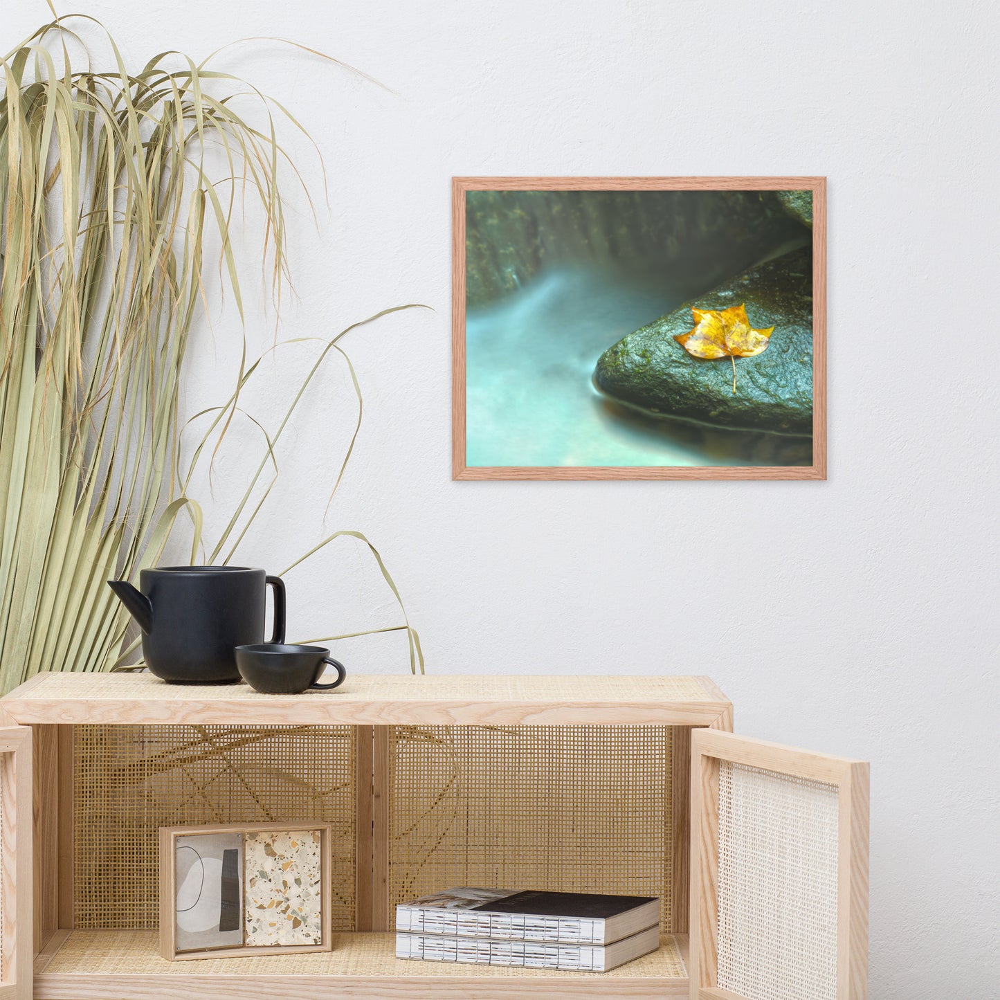 Misty Leaf Botanical Nature Photo Framed Wall Art Print
