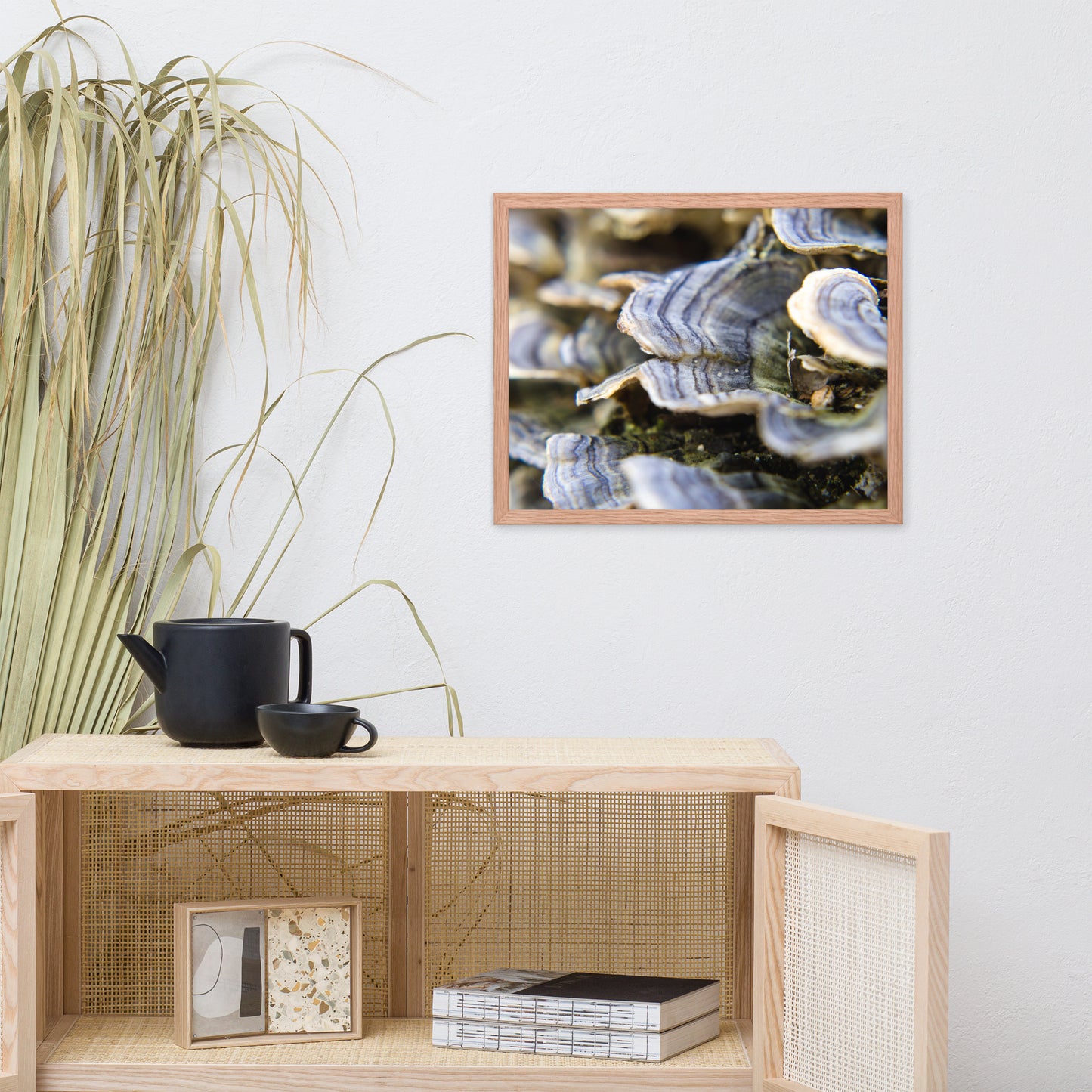Mushrooms on Log Botanical Nature Photo Framed Wall Art Print