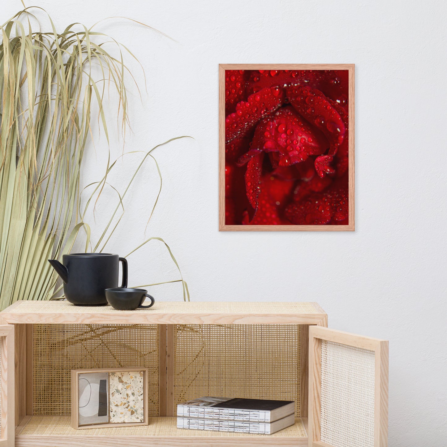 Royal Red Rose Floral Nature Photo Framed Wall Art Print
